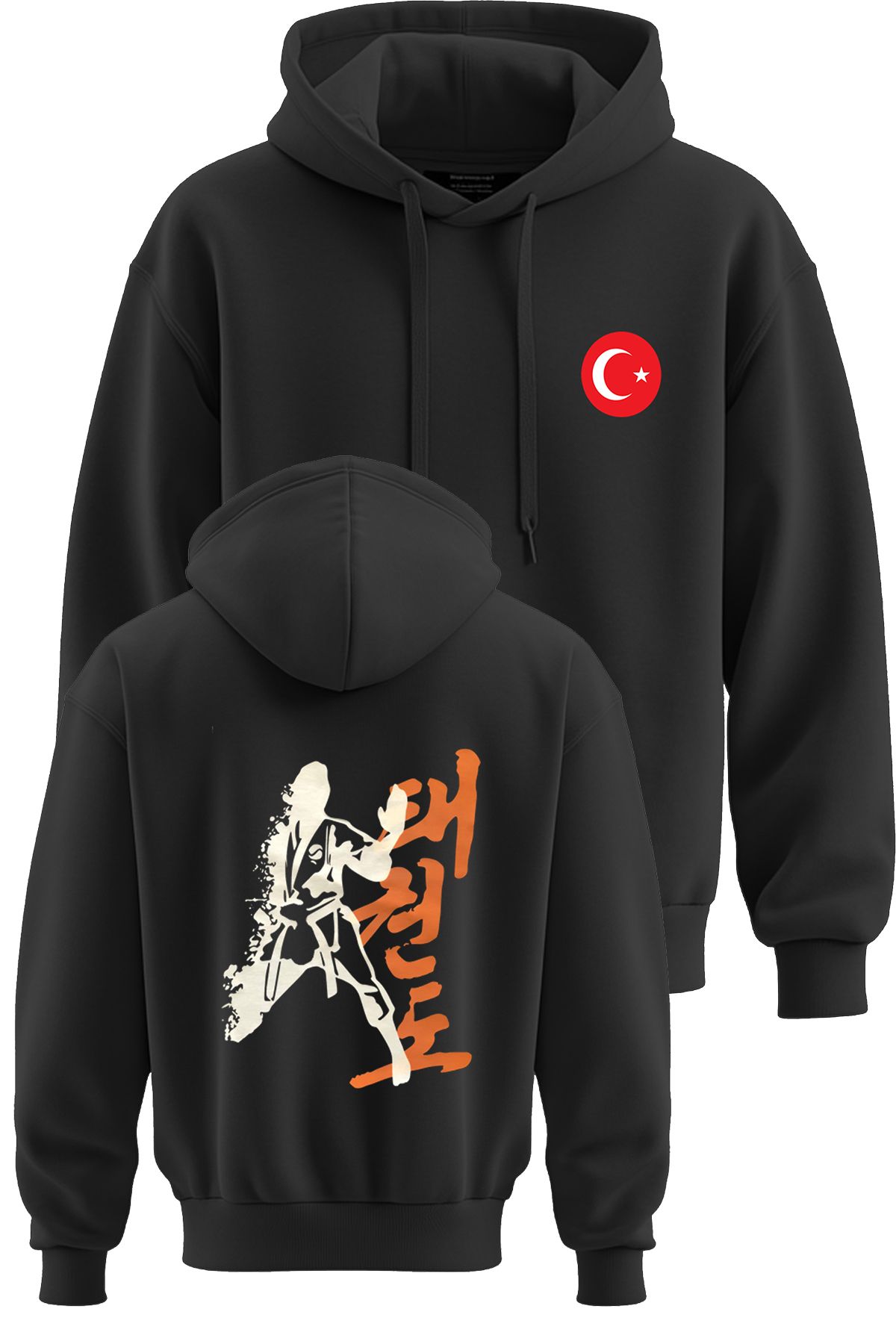 TOP GLORY Taekwondo Baskılı 3 İp Şardonlu Kapüşonlu Sweatshirt hoodie TKDO16330