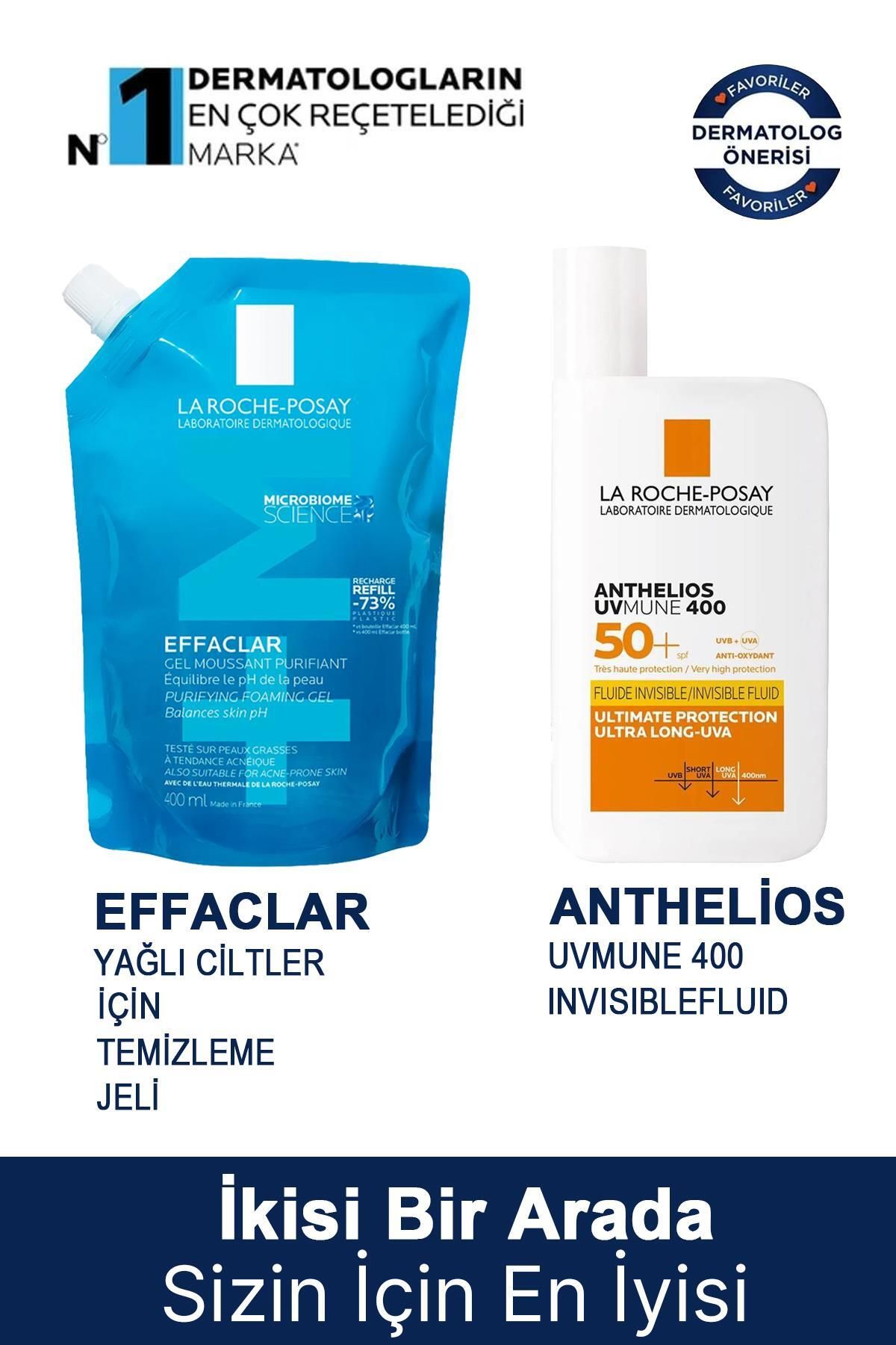 La Roche Posay Anthelios UVmune 400 Invisible Fluid SPF50+ 50 ml + La Roche Posay Effaclar Yağlı Cil