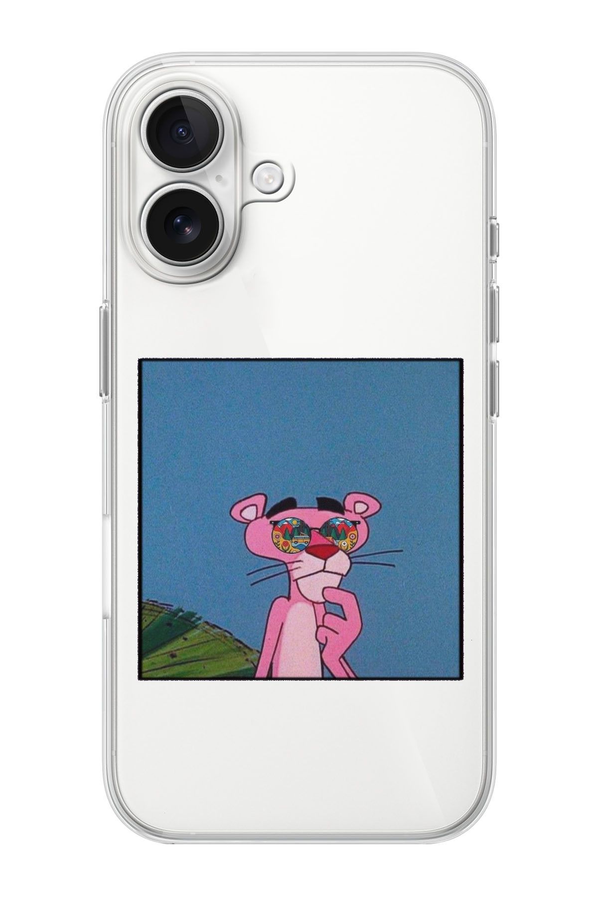 METAKİT DeriaCase iPhone 16 Plus Uyumlu Pink Panther Baskılı Şeffaf Kılıf