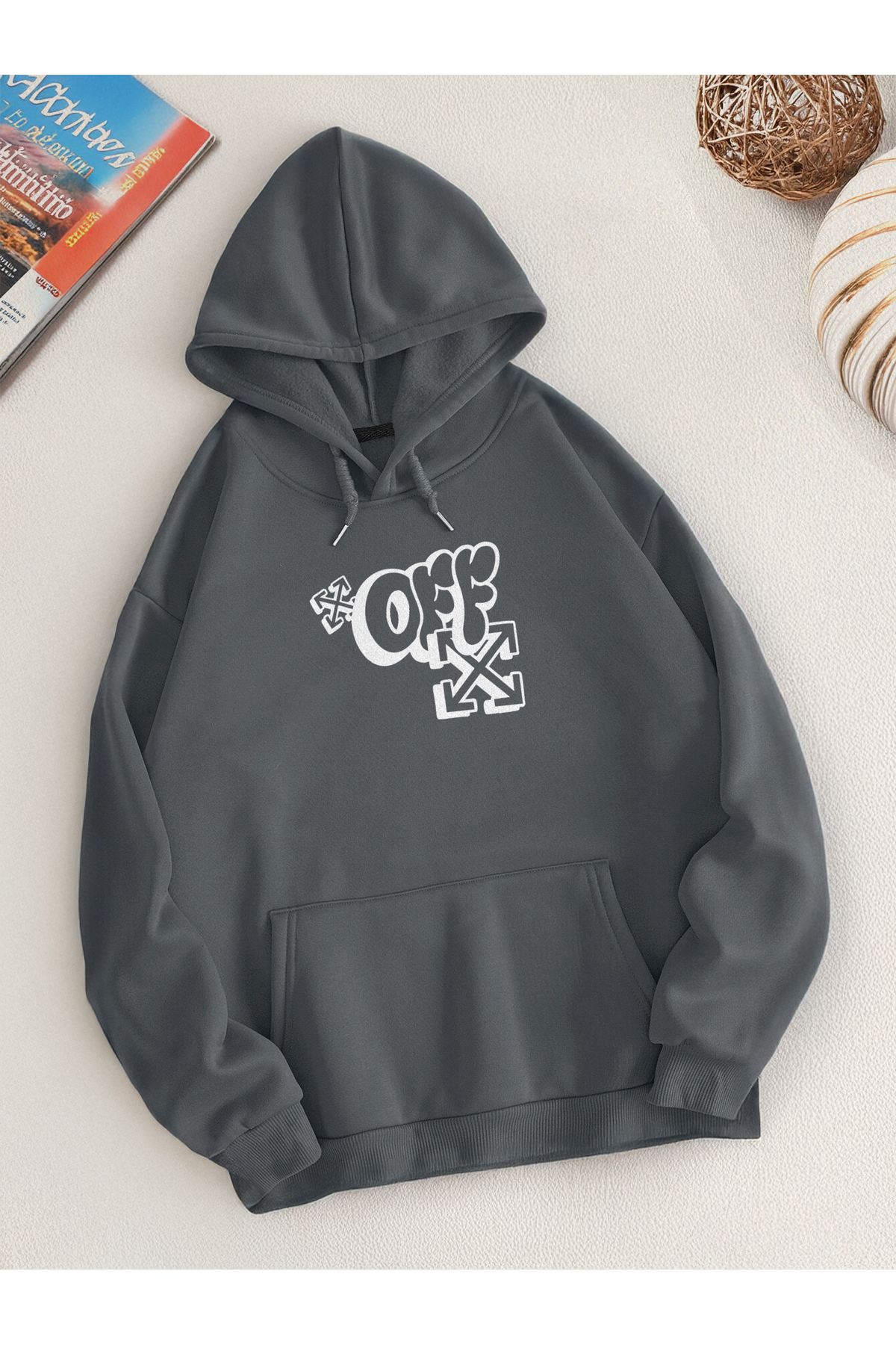 De Carte OFF Grafiti Baskılı Relaxed Mevsimlik Kapşonlu Sweatshirt