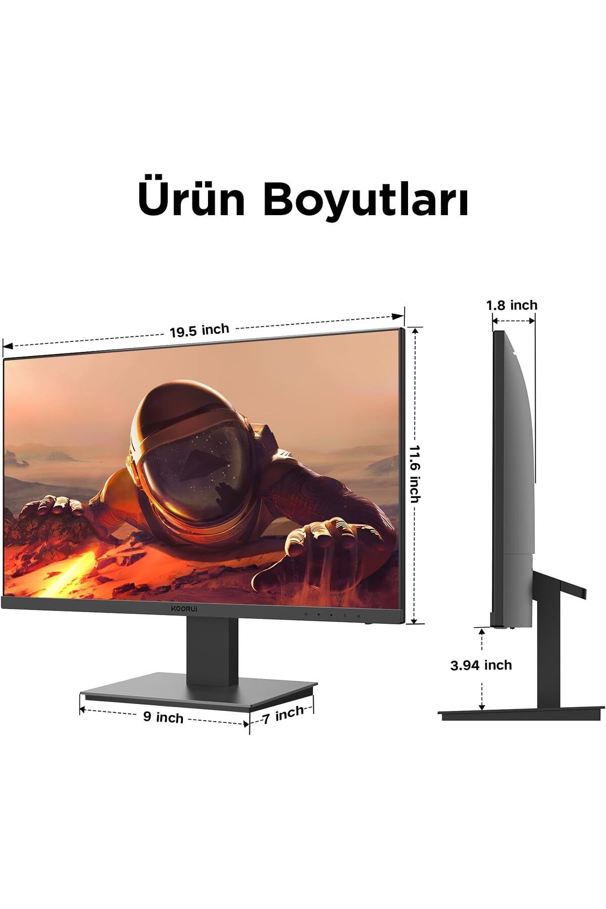 Koorui Monitör 21.5 inç 22N1 75Hz Fhd1920*1080 Uyumlu 6ms Va Hdmi 1.4 * 1 Vesa 178°Görme Açısı 75 * 75mm