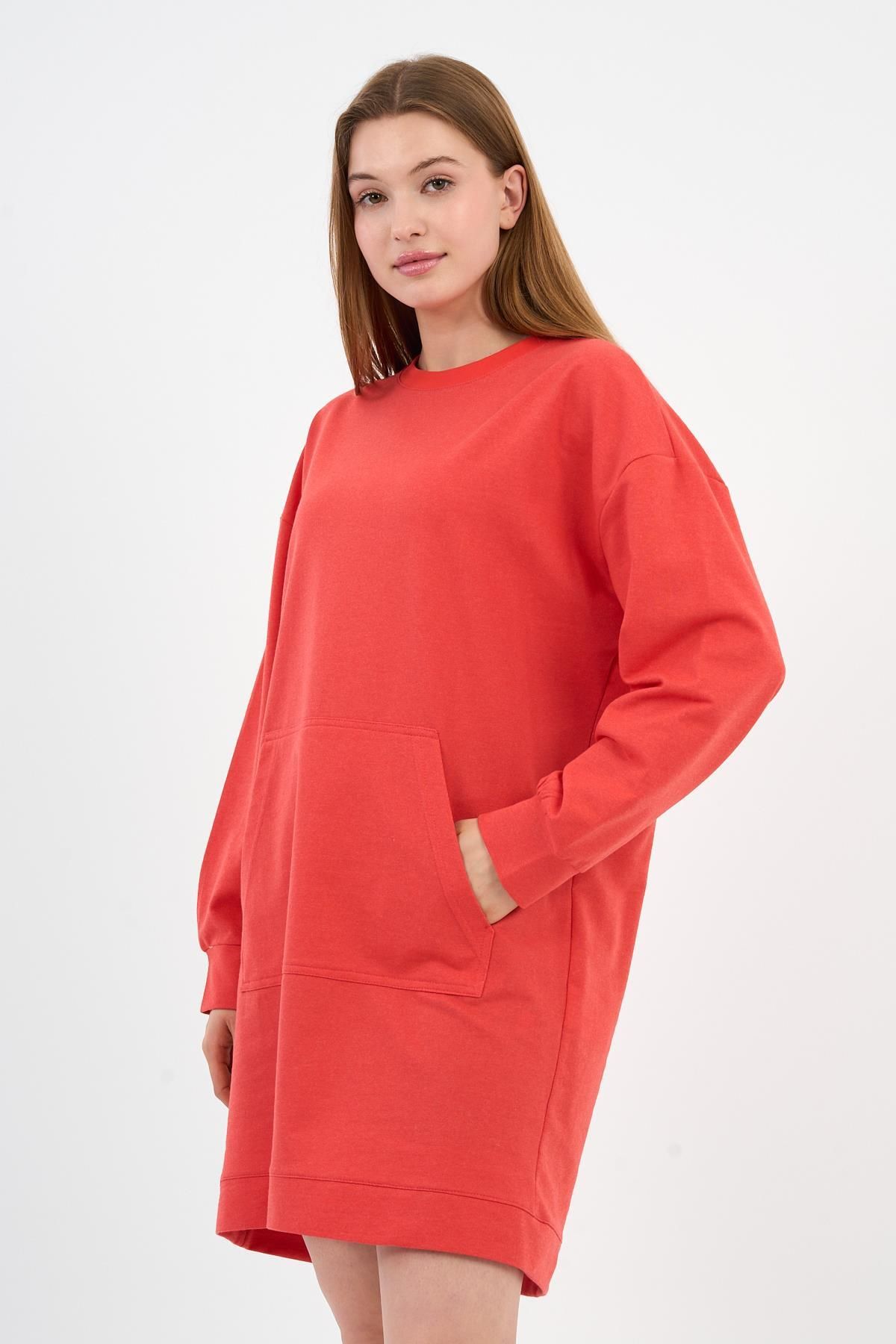 ALEXANDERGARDI Kadın Kanguru Cepli Oversize Tunik (B24-00225)