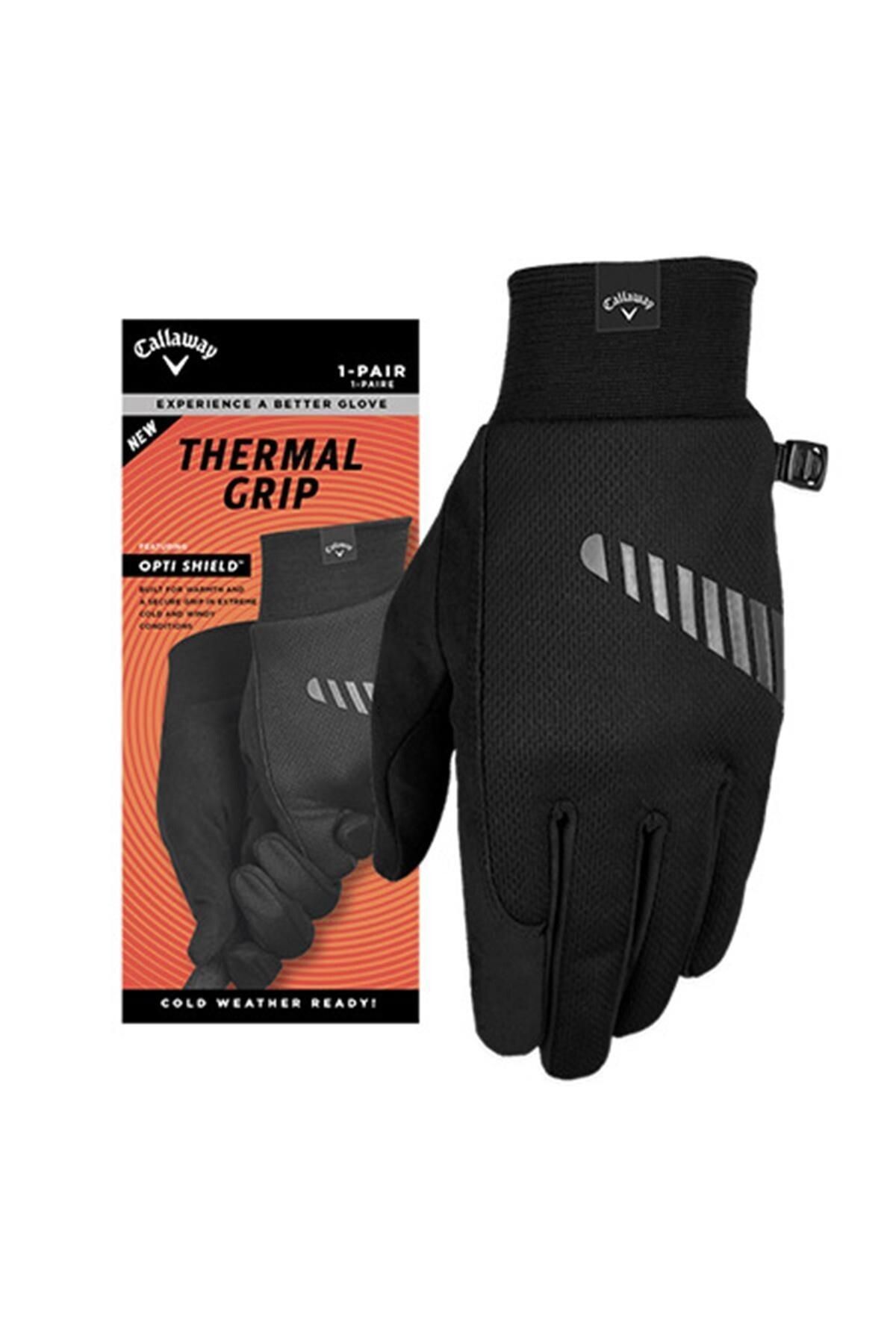 Callaway Mens Left Hand Thermal Grıp 2Pk Gloves - Black Golf Eldiveni S