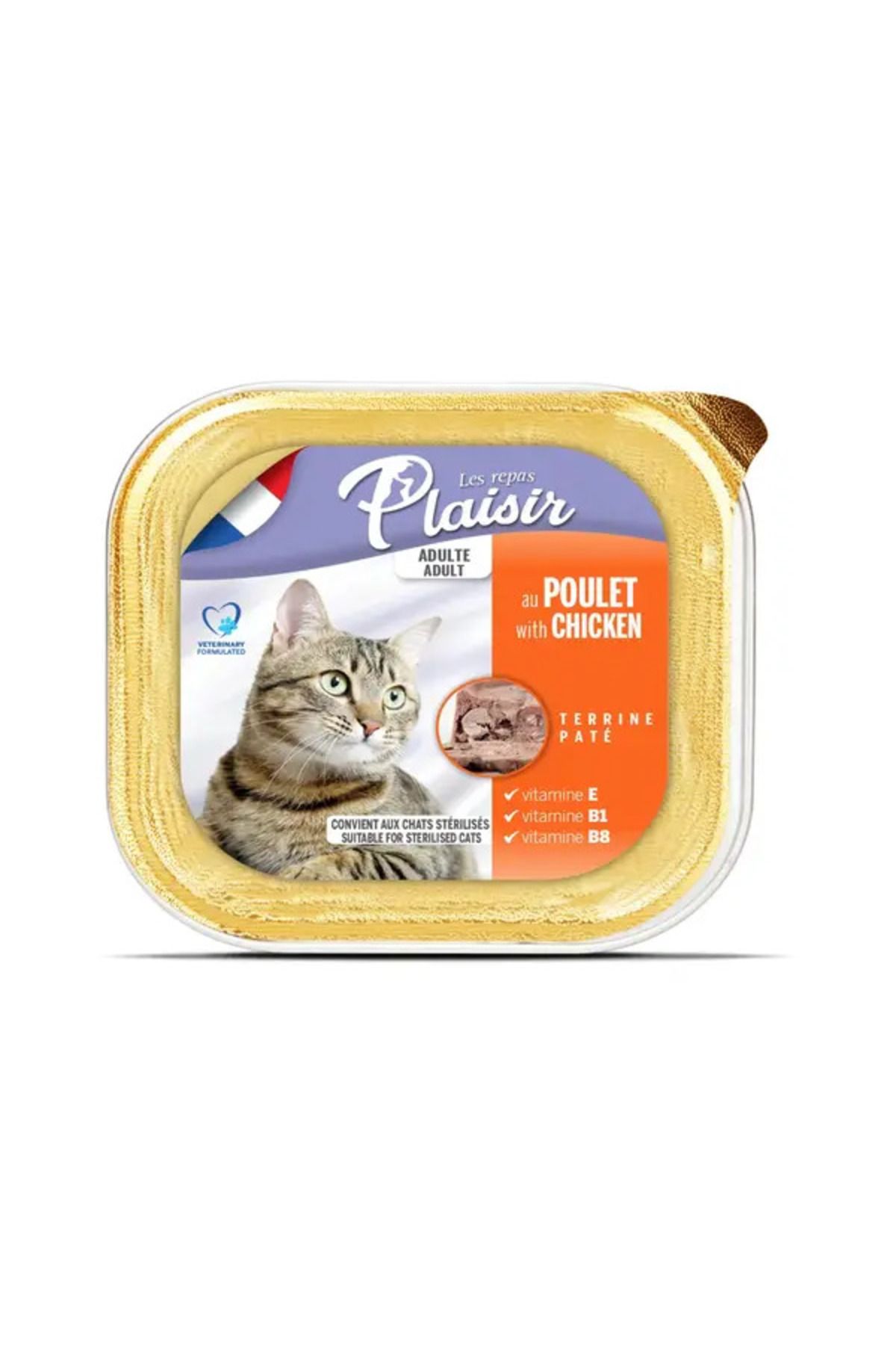 Plaisir Tavuklu Pate Kısırlaştırılmış Kedi Yaş Maması 100 gr X 20 Adet