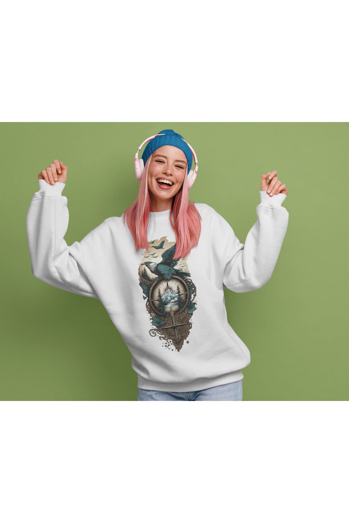 pxm DTF Baskılı Oversize Sweatshirt - Kadın