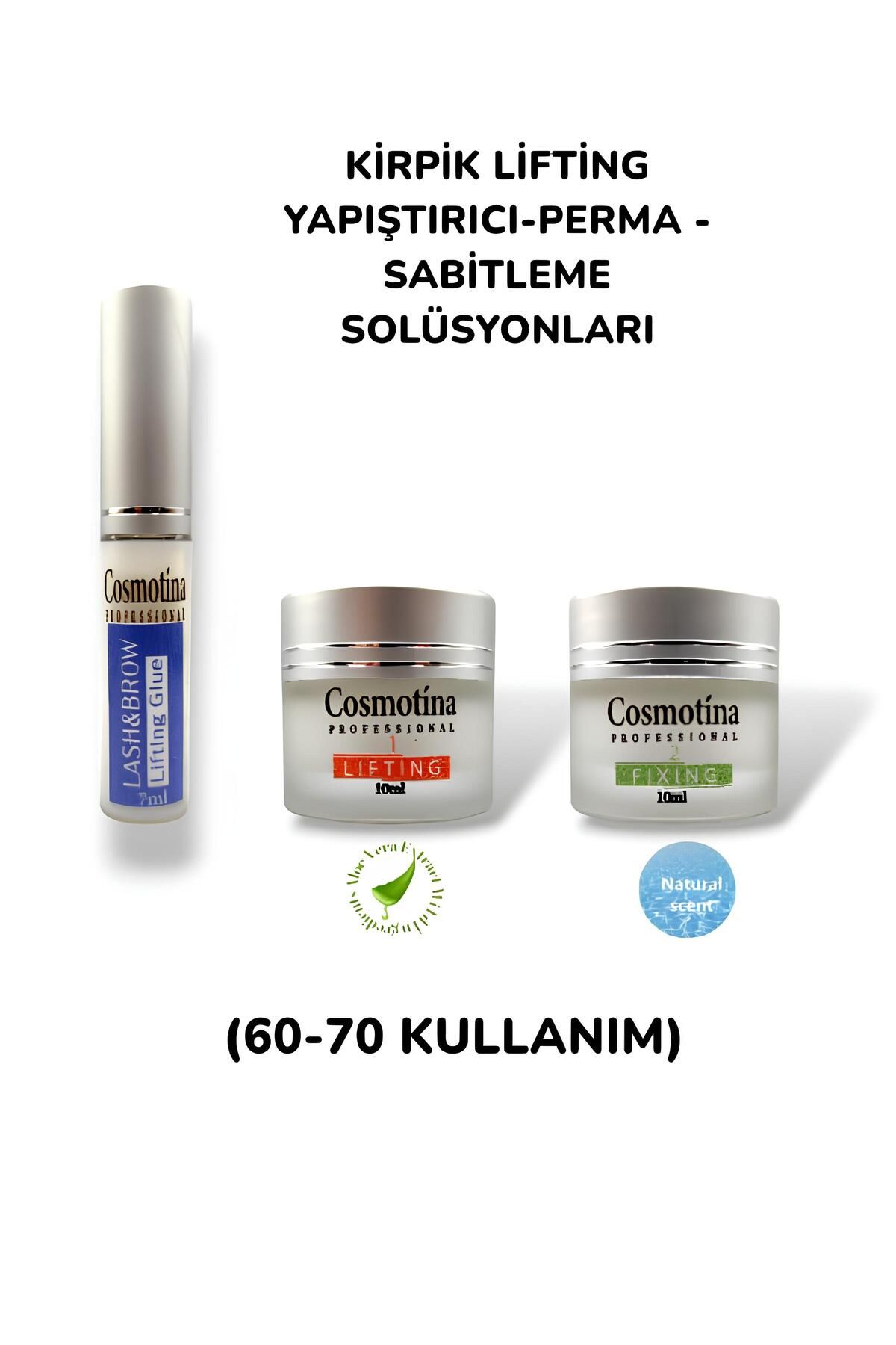 Cosmotina Kirpik Lifting ve Kaş Laminasyon Seti – Yapıştırıcı - NO 1 Perma ve NO 2 Sabitleme Solüsyonu"