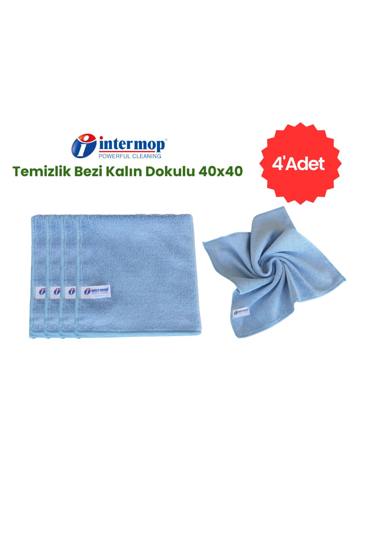 İntermop Intermop Mikrofiber Kalın Dokulu Temizlik Bezi Mavi- 40x40 (4 ADET)