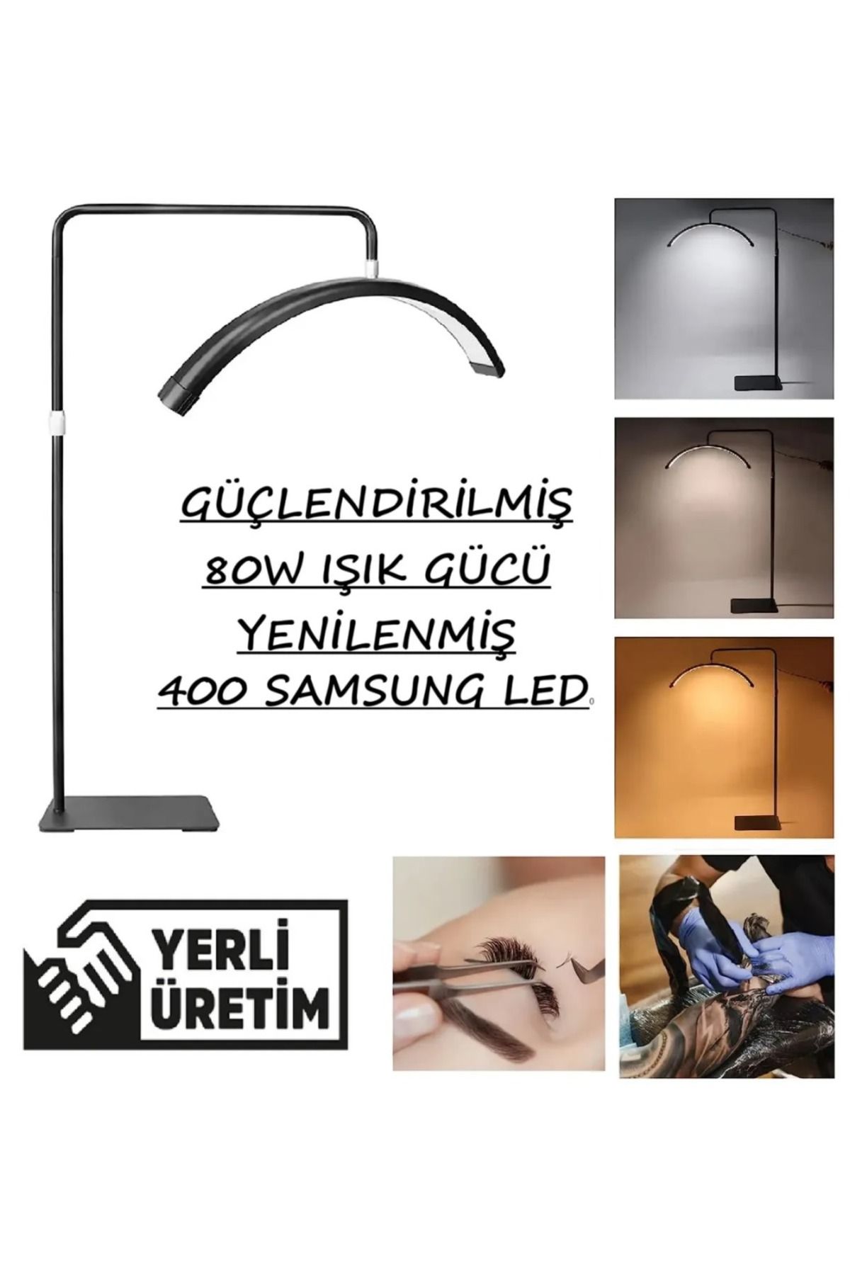 ENAHSEN 28inç Samsung Led Yerli Üretim Sedye Üstü Yarım Ay Şekil Dolgu Işık Kalıcı Makyaj Tattoo Çekim Işığı