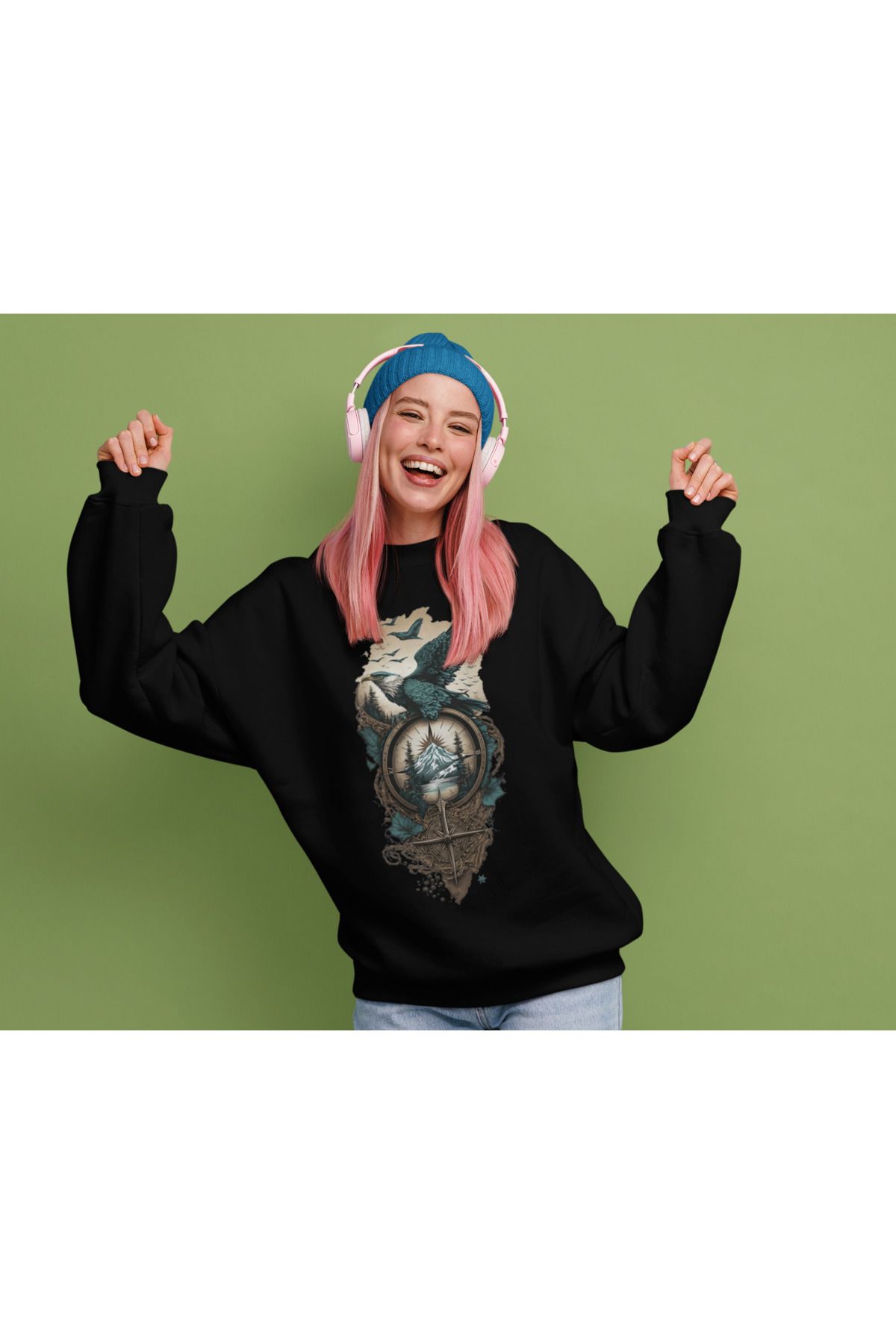 pxm DTF Baskılı Oversize Sweatshirt - Kadın