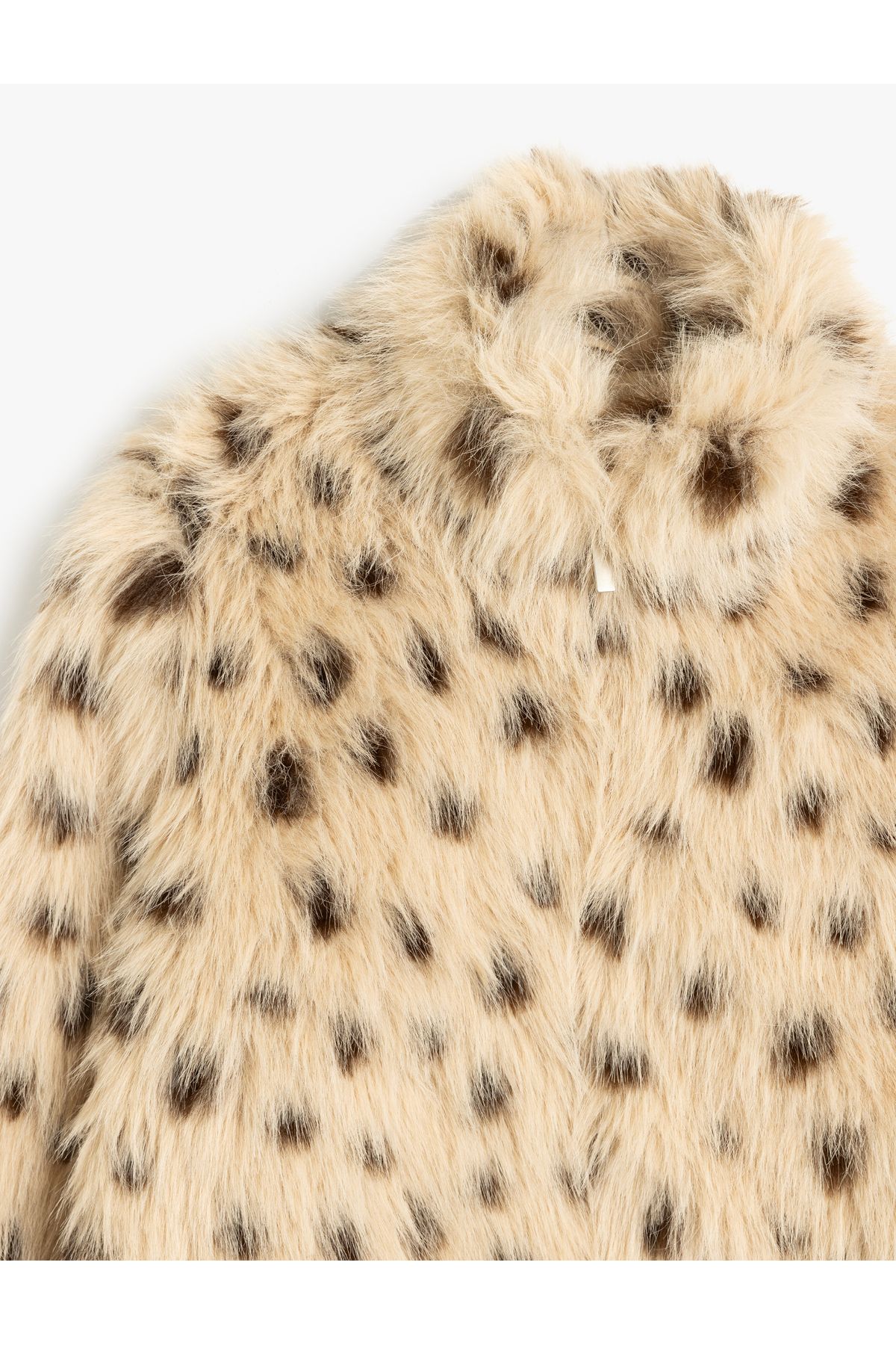 Koton-Jachetă de blană artificială cu mânecă lungă și guler cu imprimeu leopard 5