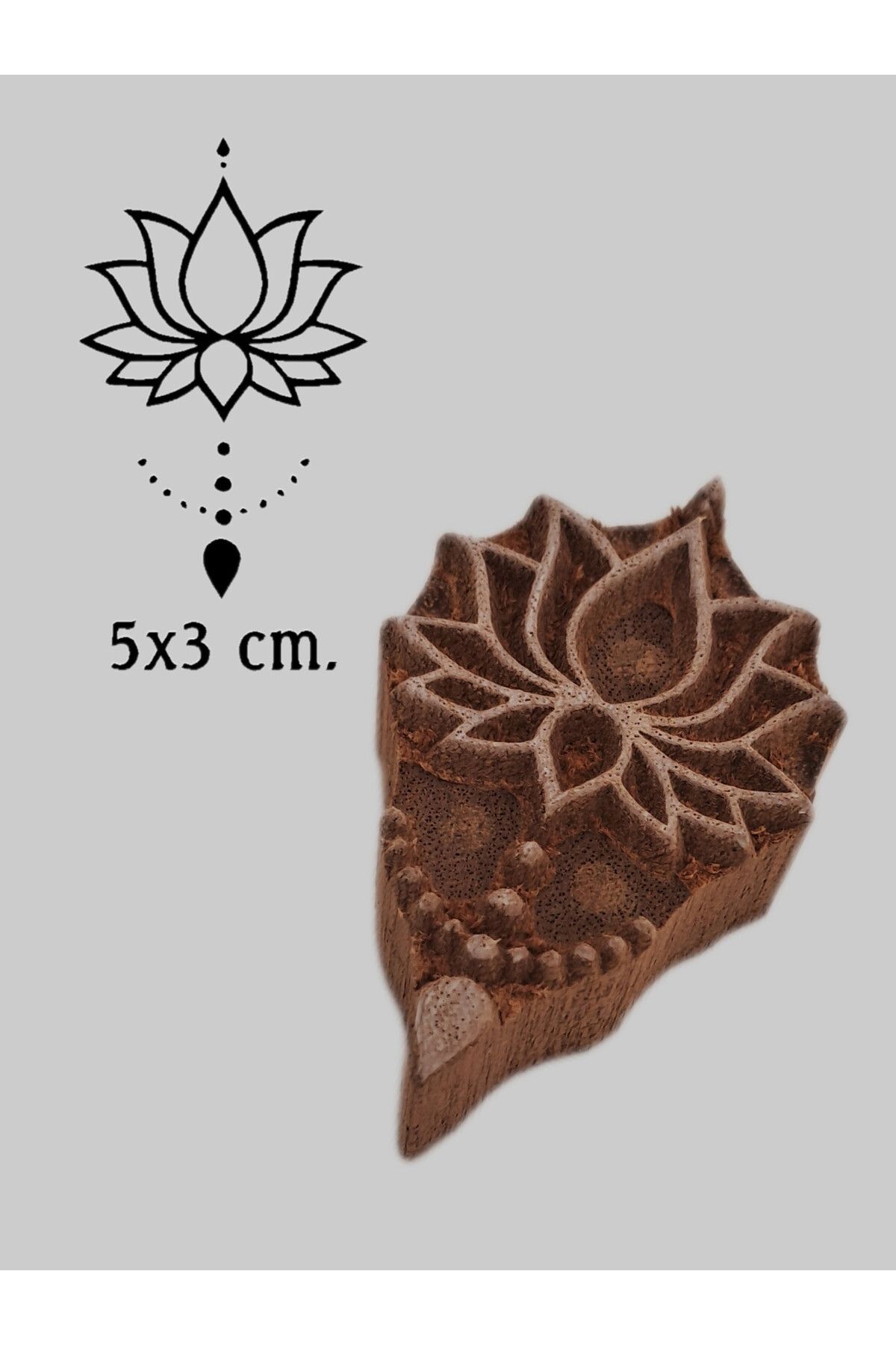 baskıkalıbı Ahşap baskı kalıbı mini lotus 5x3 cm. d134