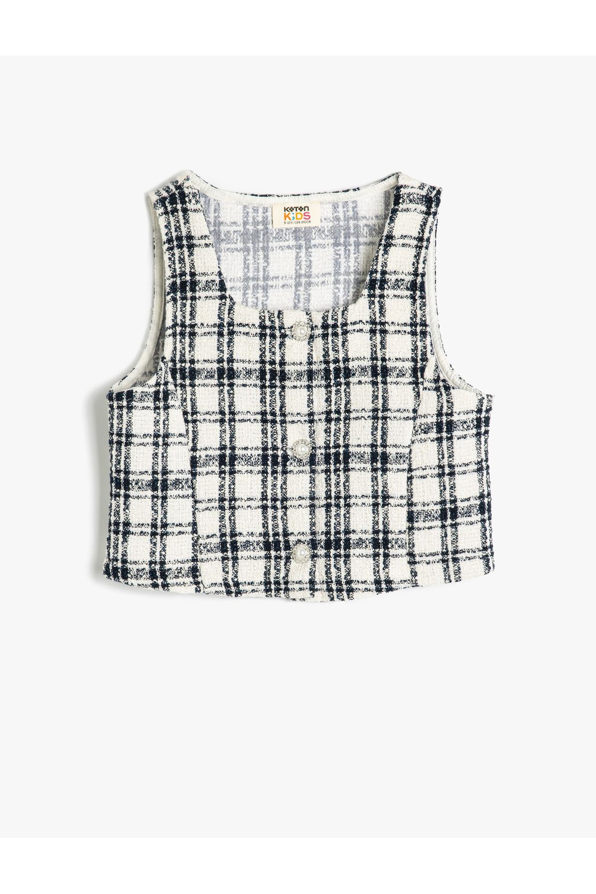 Koton Vestă Din Tweed În Carouri Cu Guler Pătrat Femeie - 5–6 years