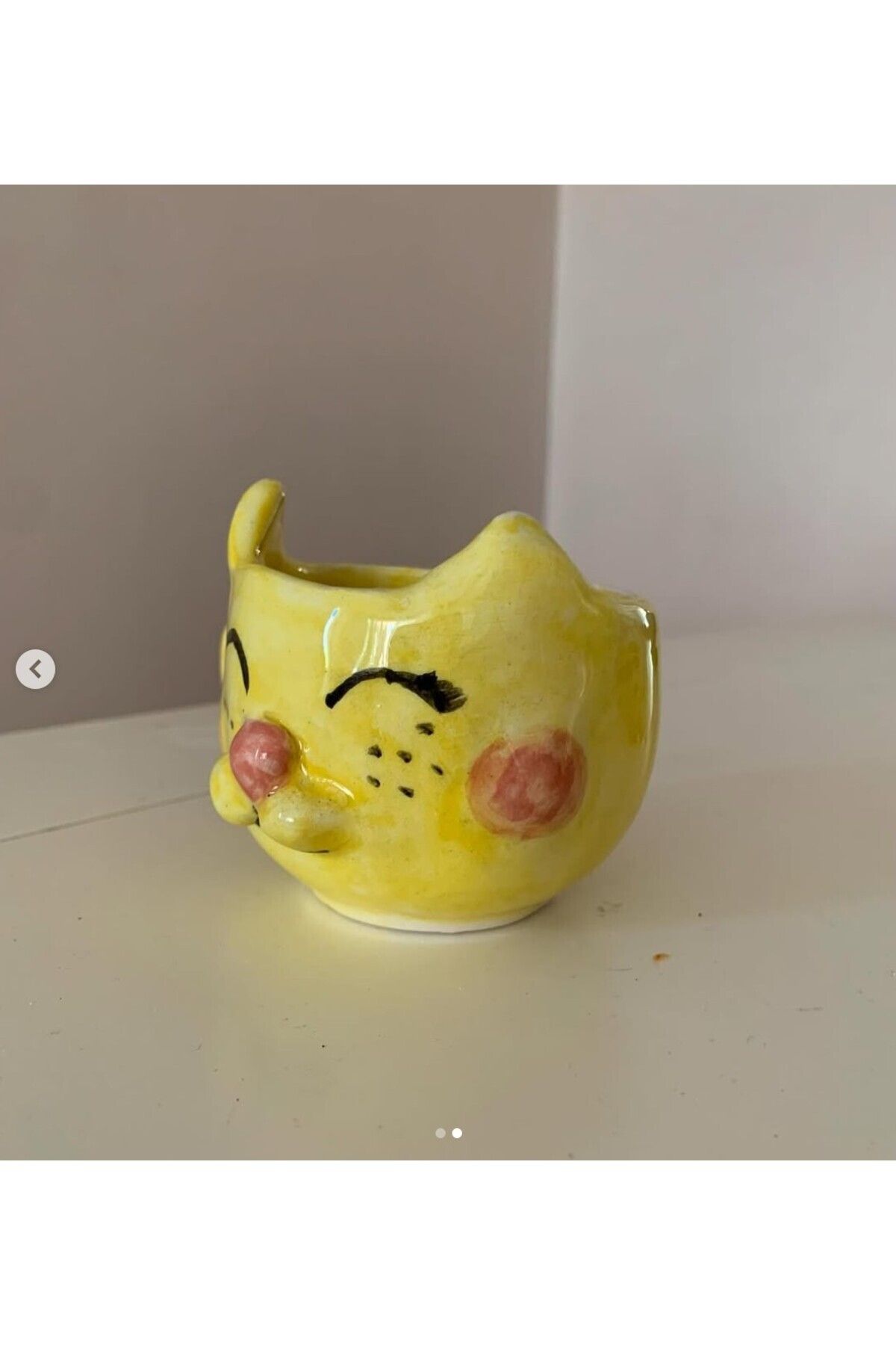 esdekor-Small Cat Themed Mug Fully Handmade Ceramic Double Coffee 1 Piece 3