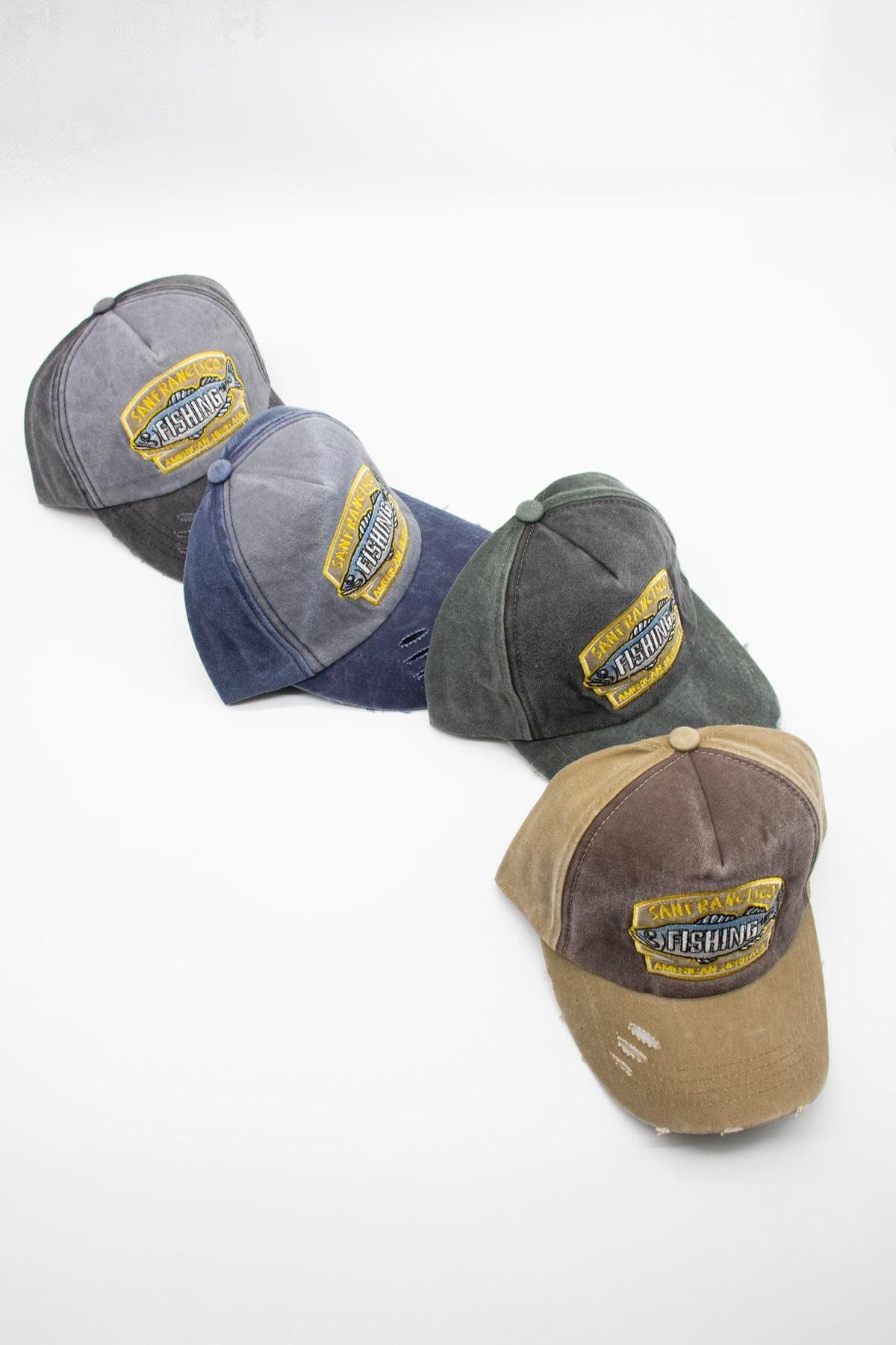 Külah-Vintage Antique Fish Logo Denim Hat |   San Francisco Trucker Cap 6