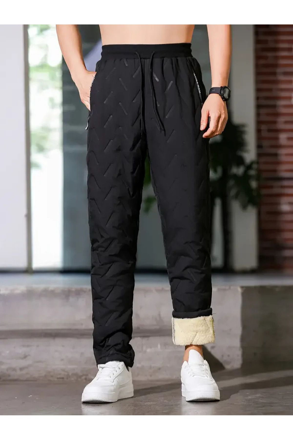 Banivas Baniva Su Geçirmez Kumaş Peluş Jogger Eşofman Unisex Su ve Rüzgar Geçirmez Jogger Pantolonu