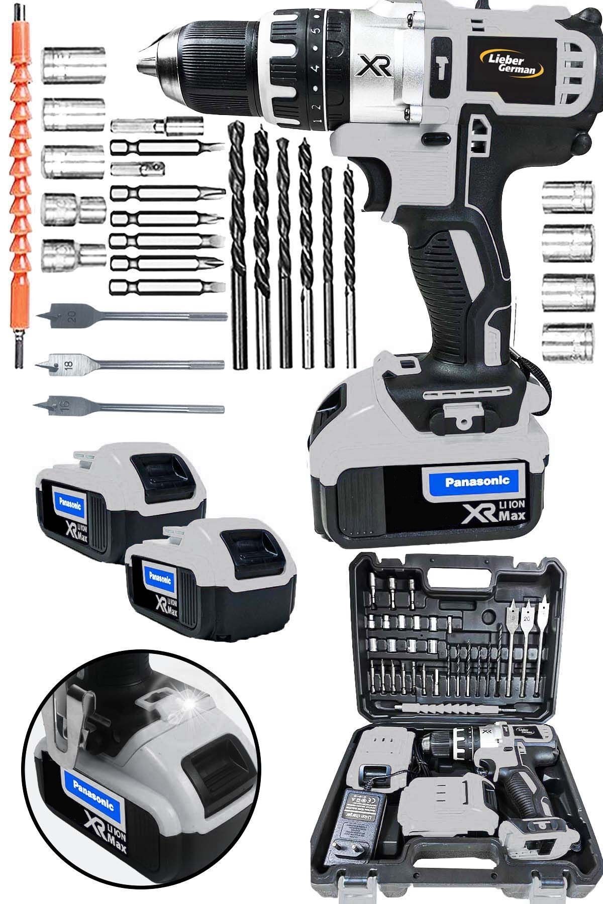 Lieber German G-xpro58 Serii Xr 30 Pcs Darbeli Titanium Sargılı Lion Akülü Turbo Şarjlı Vidalama Matkap
