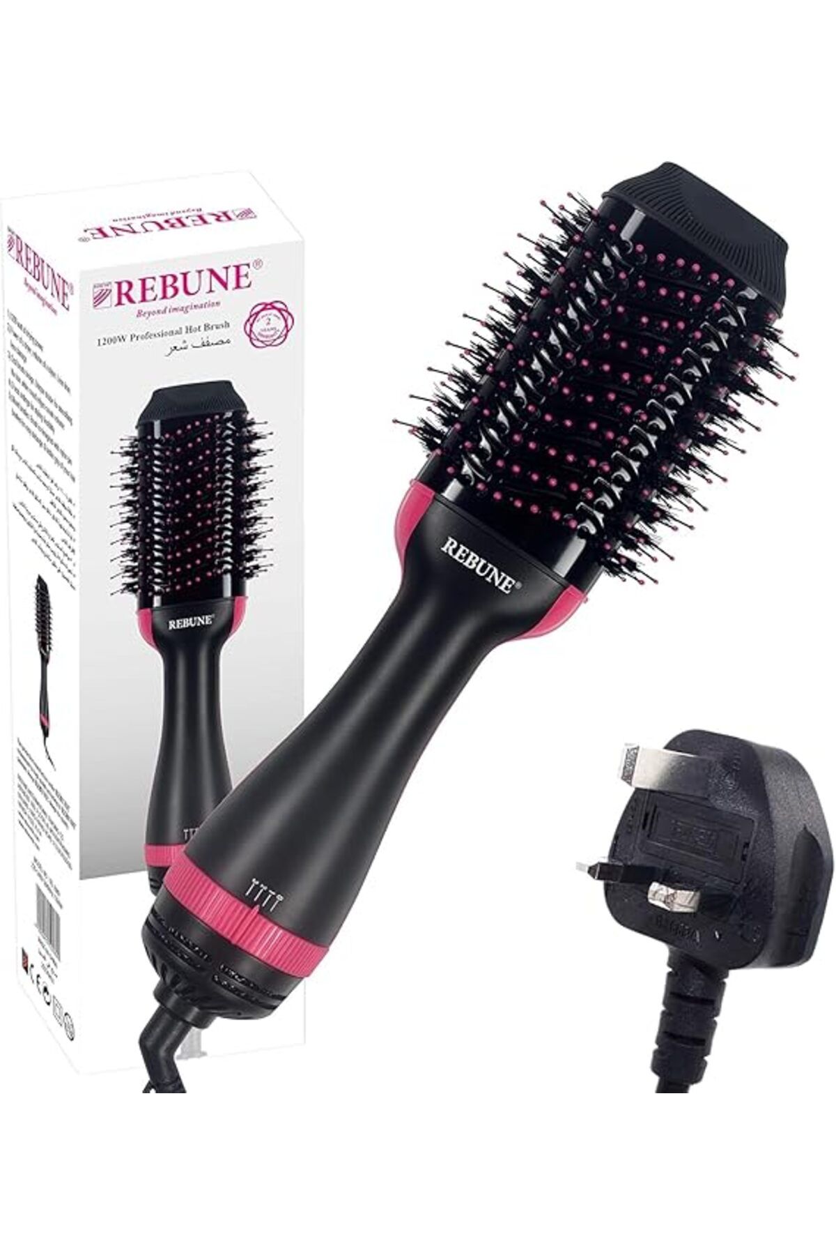 rebune-1200W Hair Styler RE-2089 One-Step Volumizer Hair Dryer and Hot Air Brush, Black 1