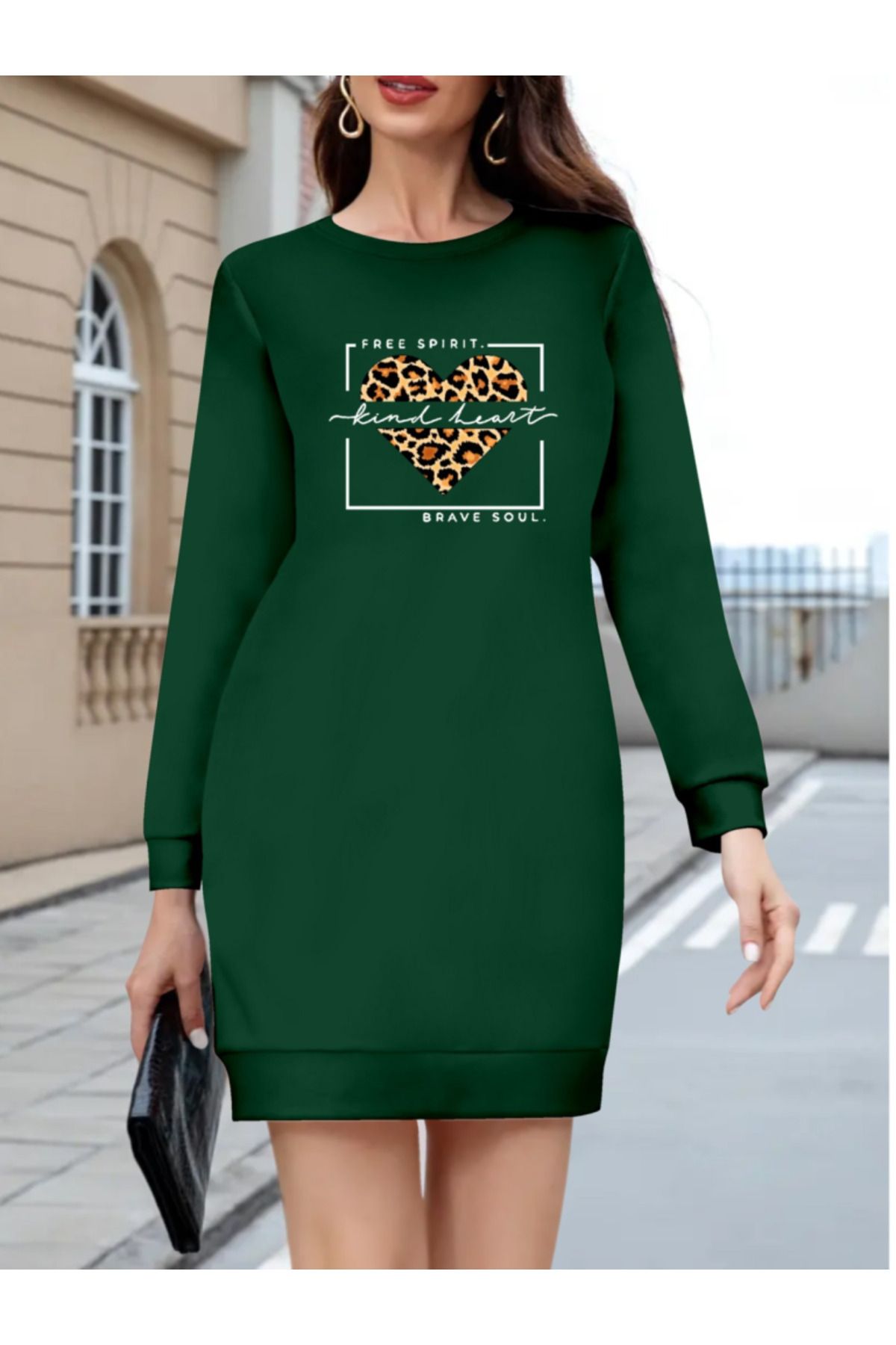 AhEs Shopping Kadın Uzun Kollu Bisiklet Yaka Desenli Viskon Iki Iplik Bluz