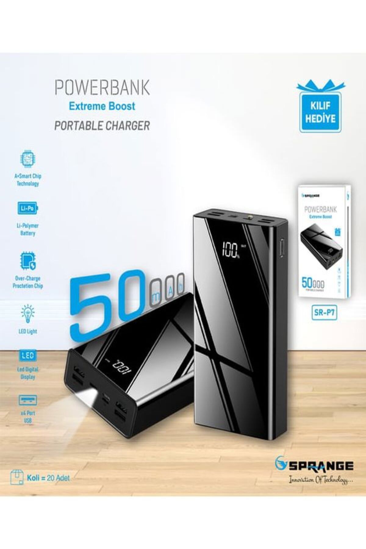 Hytech 50000mAh LCD Ekran Portable Fast Charger PowerBank