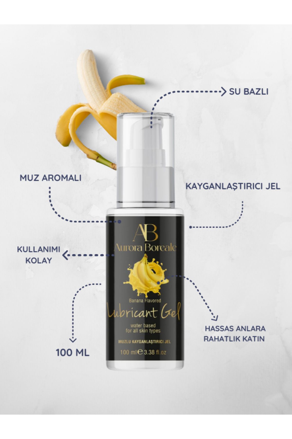 AŞKIN DEPOSU AŞKINDEPOSU Aurora Boreale Muz Aromalı Kayganlaştırıcı Jel 100ml Tekli Paket