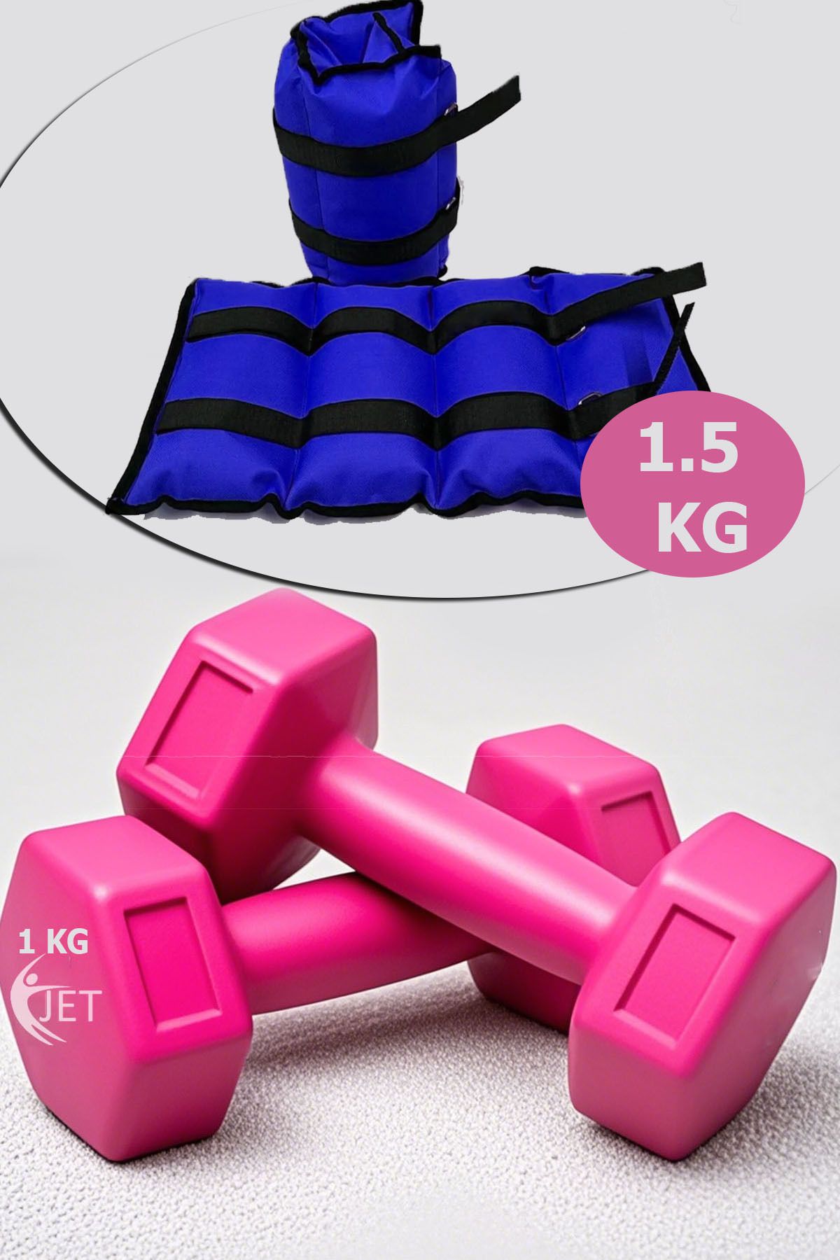 Jet 1.5 Kg El & Ayak Ağırlığı Ve 1 Kg Dambıl Seti El Ayak Bilek Ağırlık Kum Torbası Setleri Mavi