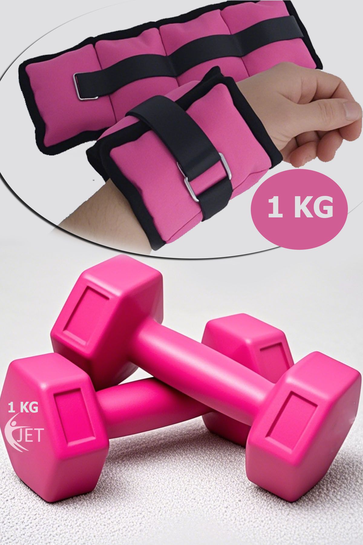 Jet 1 Kg El & Ayak Ağırlığı Ve 1 Kg Dambıl Seti El Ayak Bilek Ağırlık Kum Torbası Setleri Pembe