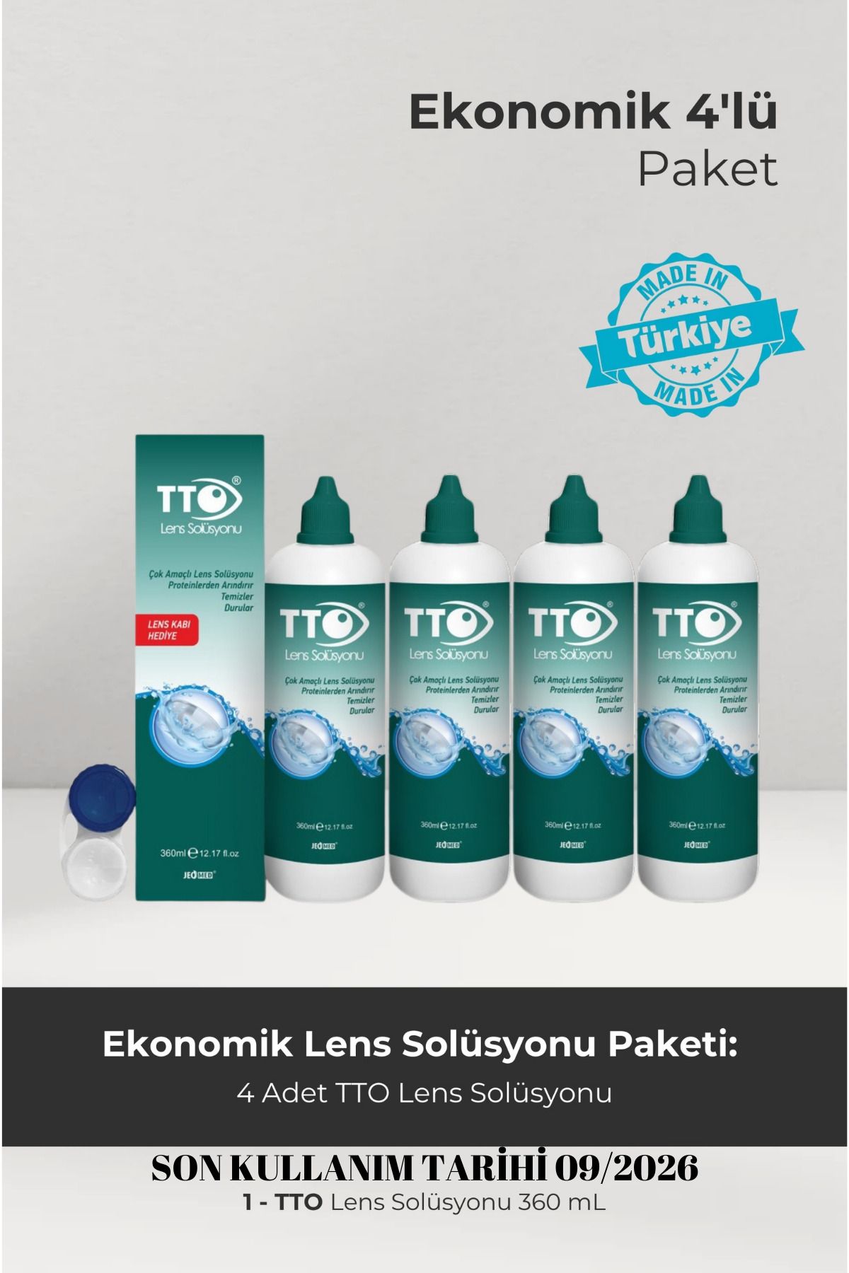 TTO Lens Solüsyonu 360 ml 4 Adet Son Kullanım Tarihi: 09/2026