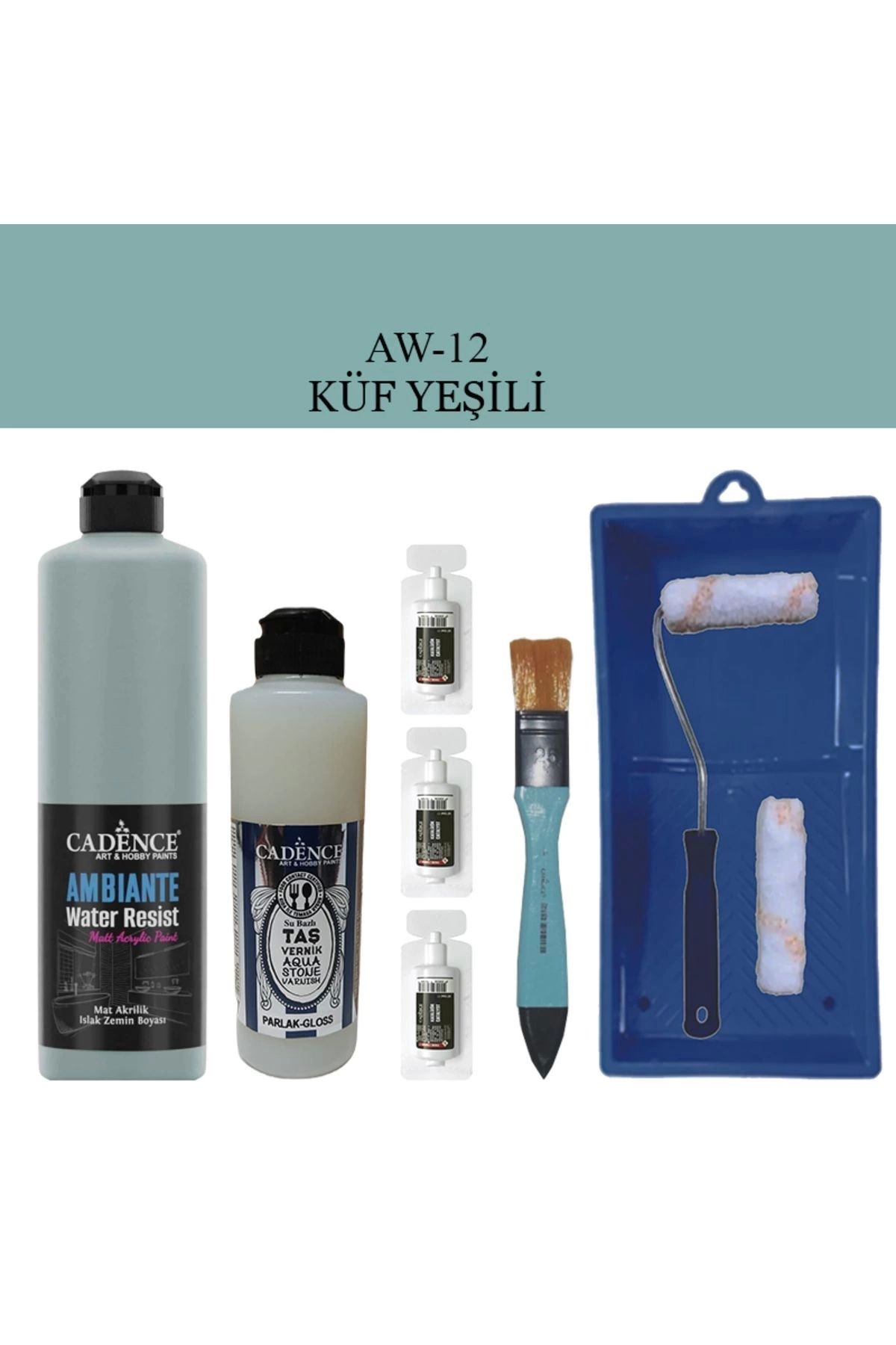 Cadence Boya Fayans Tezgah B-ambiente Islak Zemin Aw-12 Küfyeşil 500ml Katalizör 30gr Taş Vernik 250