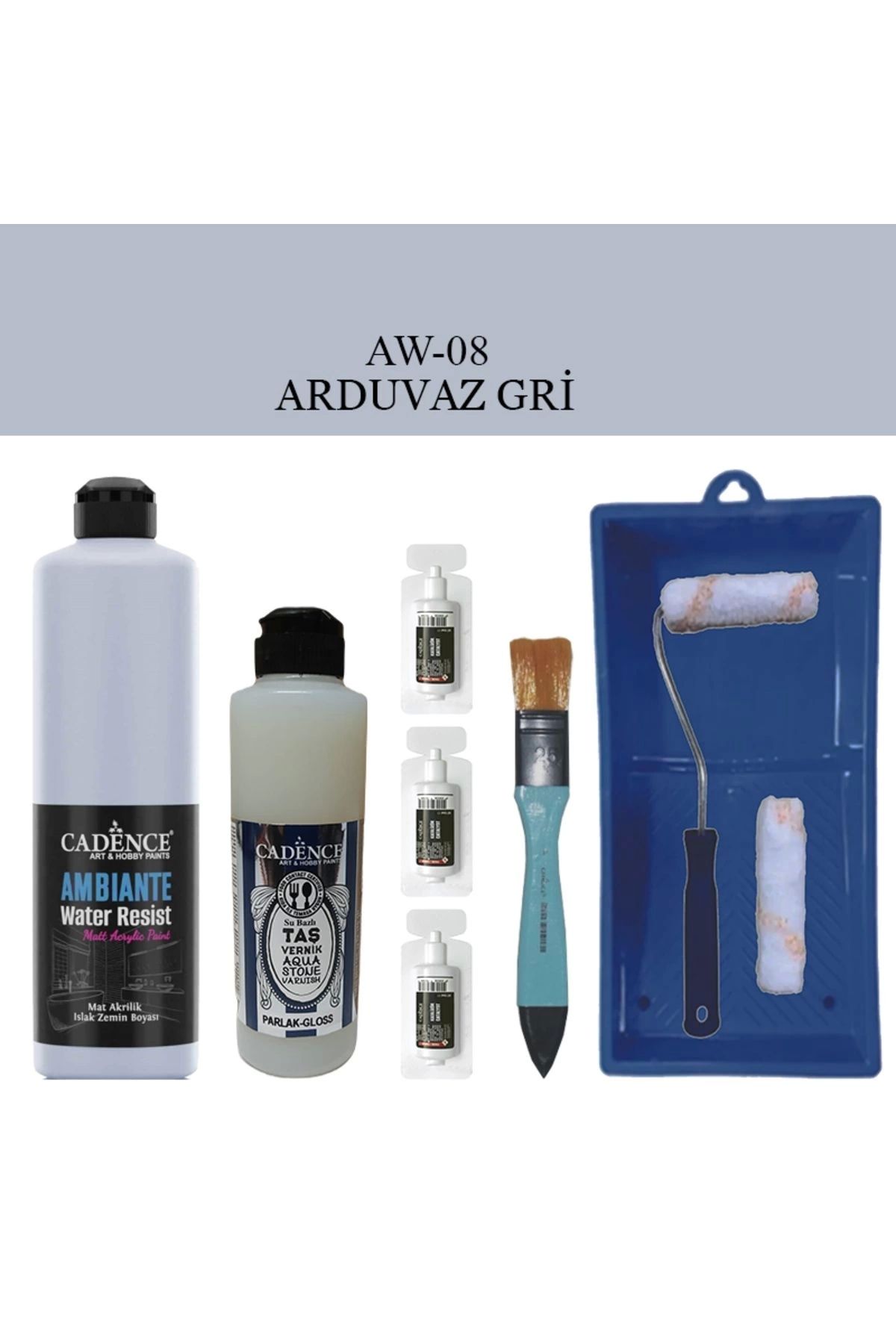 Cadence Boya Fayans Tezgah B-ambiente Islak Zemin Aw-08 Ard.gri 500ml Katalizör 30gr Taş Vernik 250