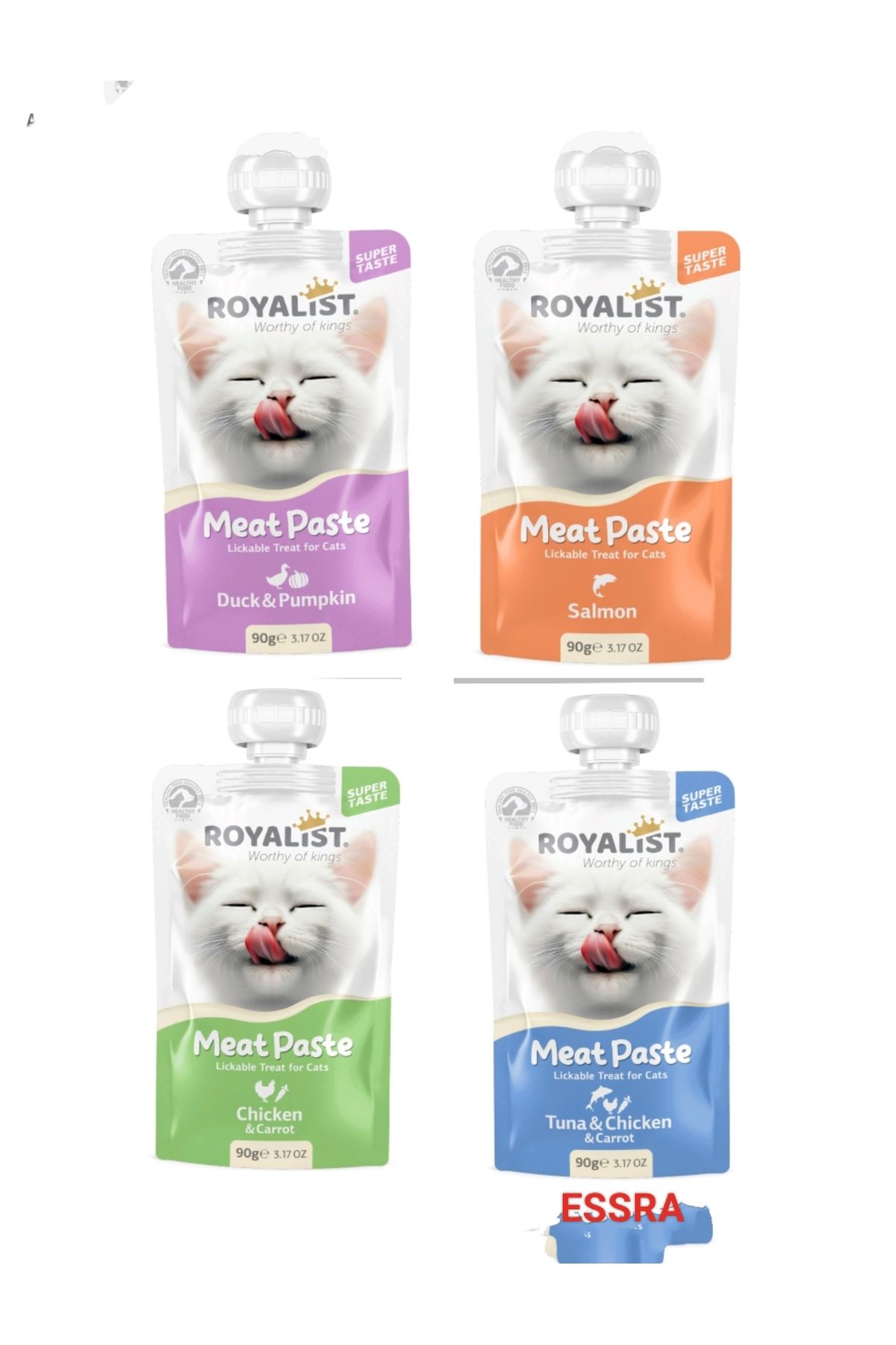 Royalist 4 adet 90 Gr yumuşak kıvamlı meat paste karışık kedi ödülleri