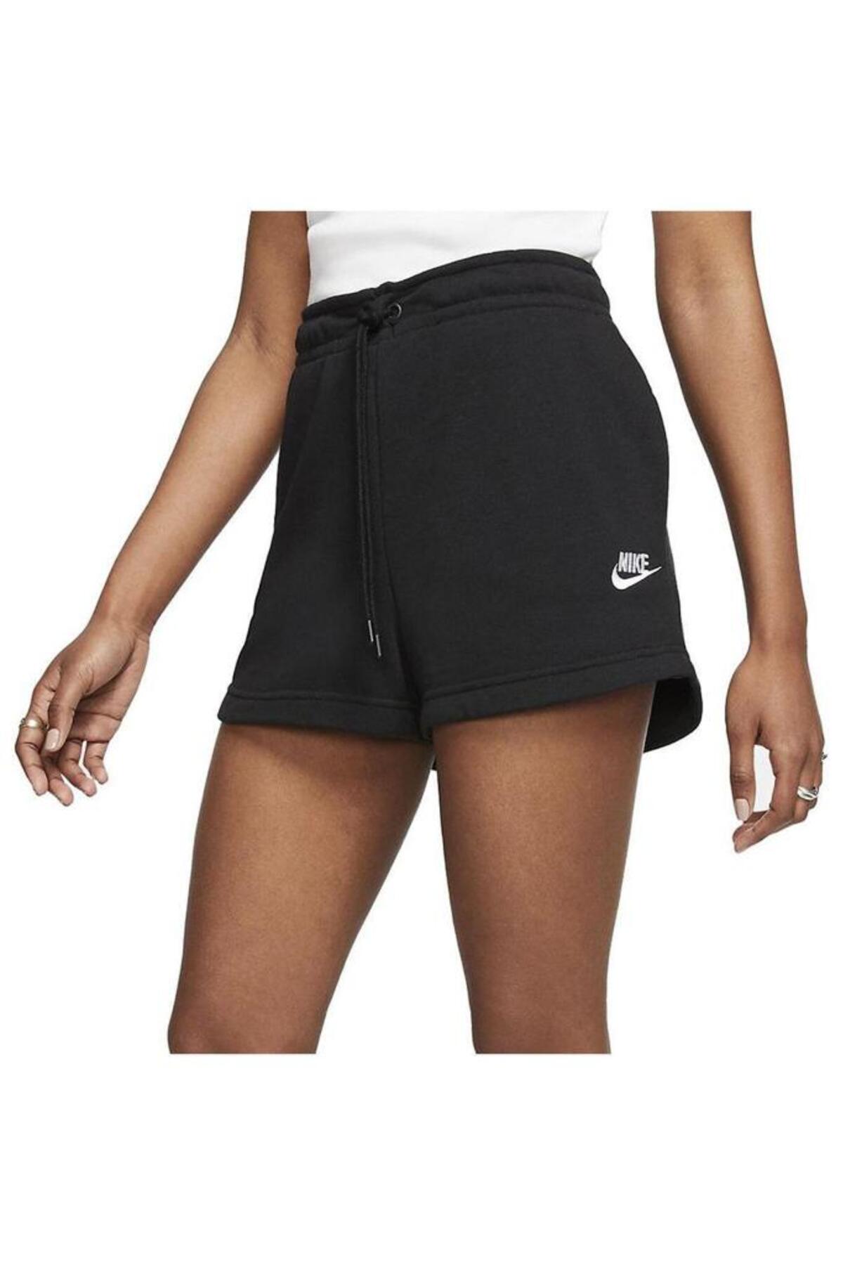 Nike Sportswear Essential Women's French Terry Shorts Black Pamuklu Kısa Kadın Şort Siyah