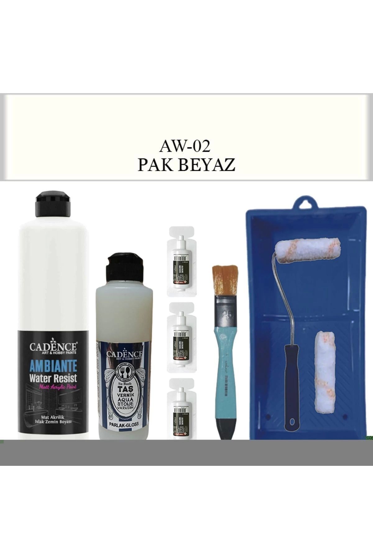 Cadence Boya Fayans Tezgah B-ambiente Islak Zemin Aw-02 Pakbeyaz 500ml Katalizör 30gr Taş Vernik 250