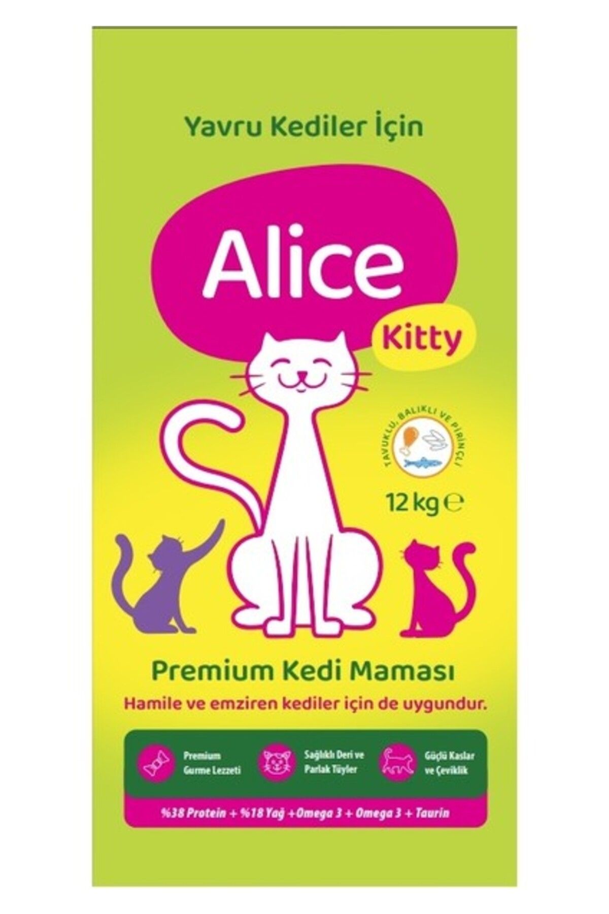 Orqinel Alice Kitty Tavuklu Yavru Kuru Kedi Maması 12 kg