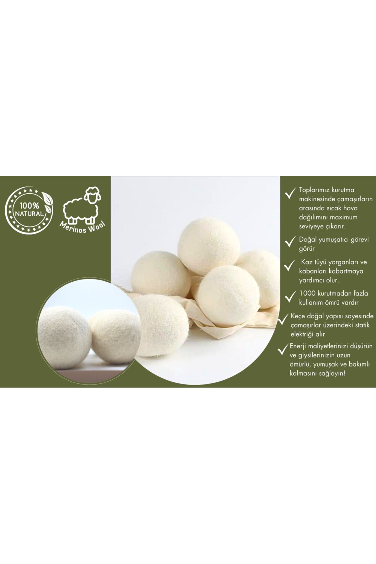 Biz Class-6 Pcs Xxl Wool Felt Dryer Ball And Fragrance Set Natural Laundry Softener Dryer Ball 5