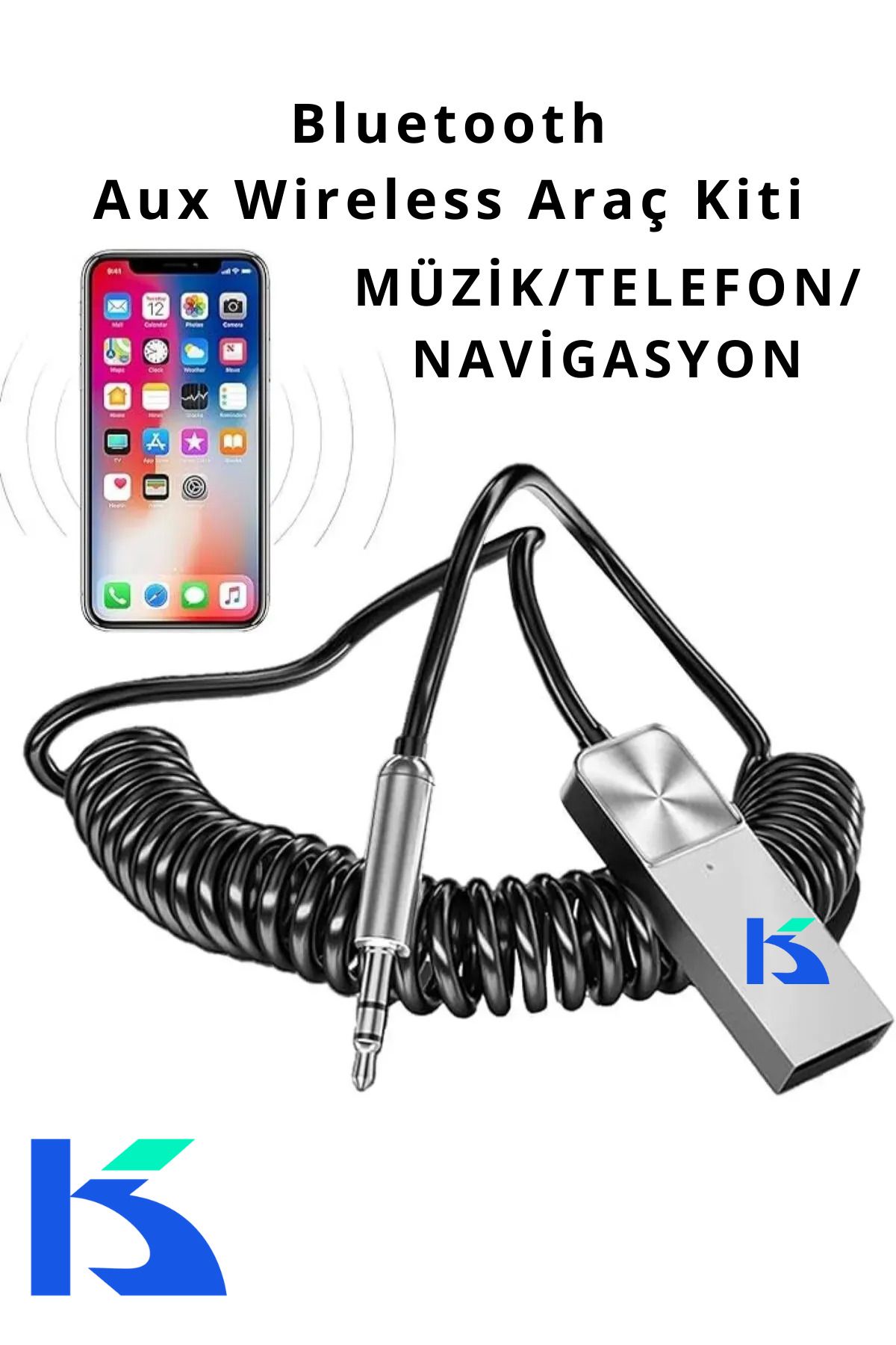 KALİTESENİNLE Bluetooth Wireless Bt5.1 Usb To 3,5mm Araç Kiti Bluetooth Araç Içi Fm Transmitter Hifi Ses Destekli