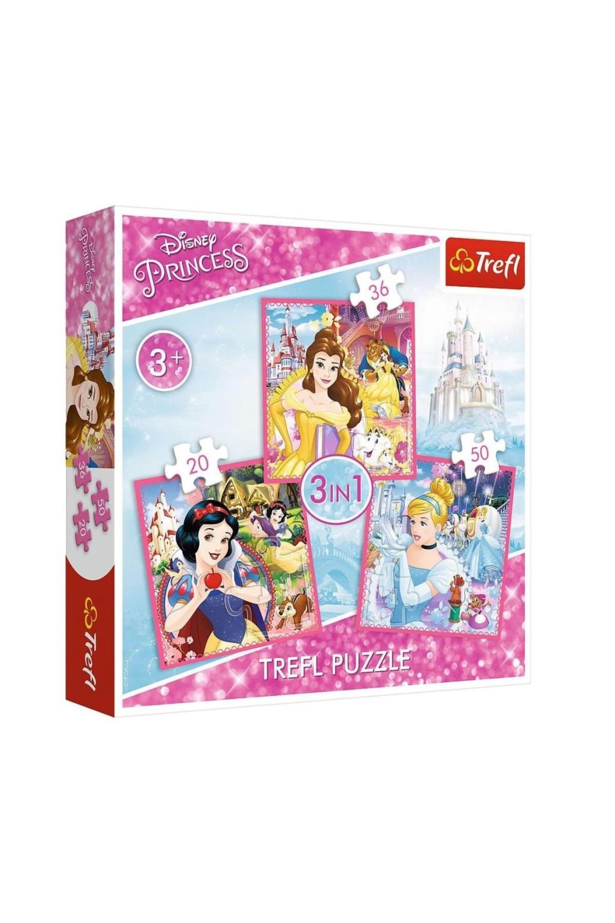 DEPOT PUZZLE-34833 Disney Princess 3IN1 Puzzle