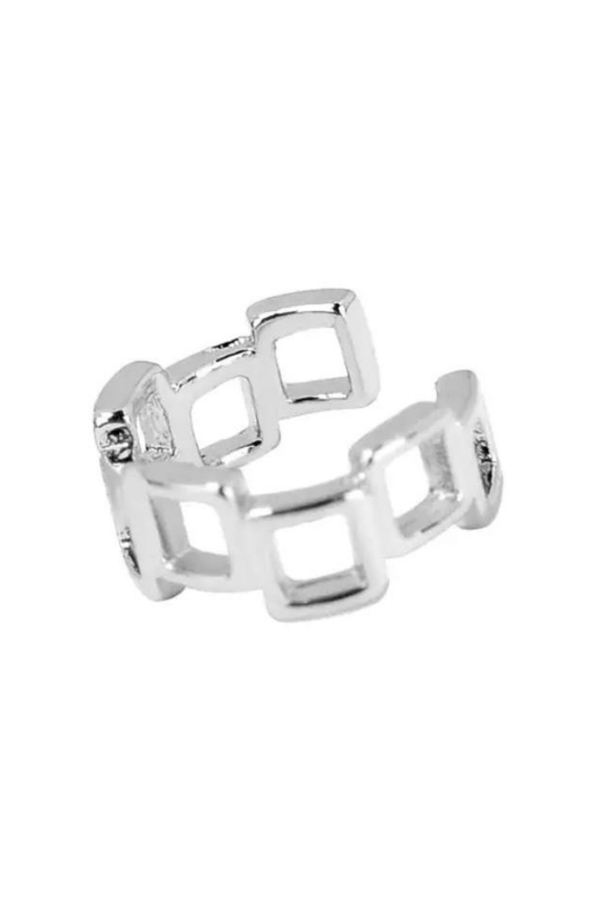 Jaida Moda-Silver Zigzag Square Compression Non-Perforated Fake Steel Cartilage Earrings 3