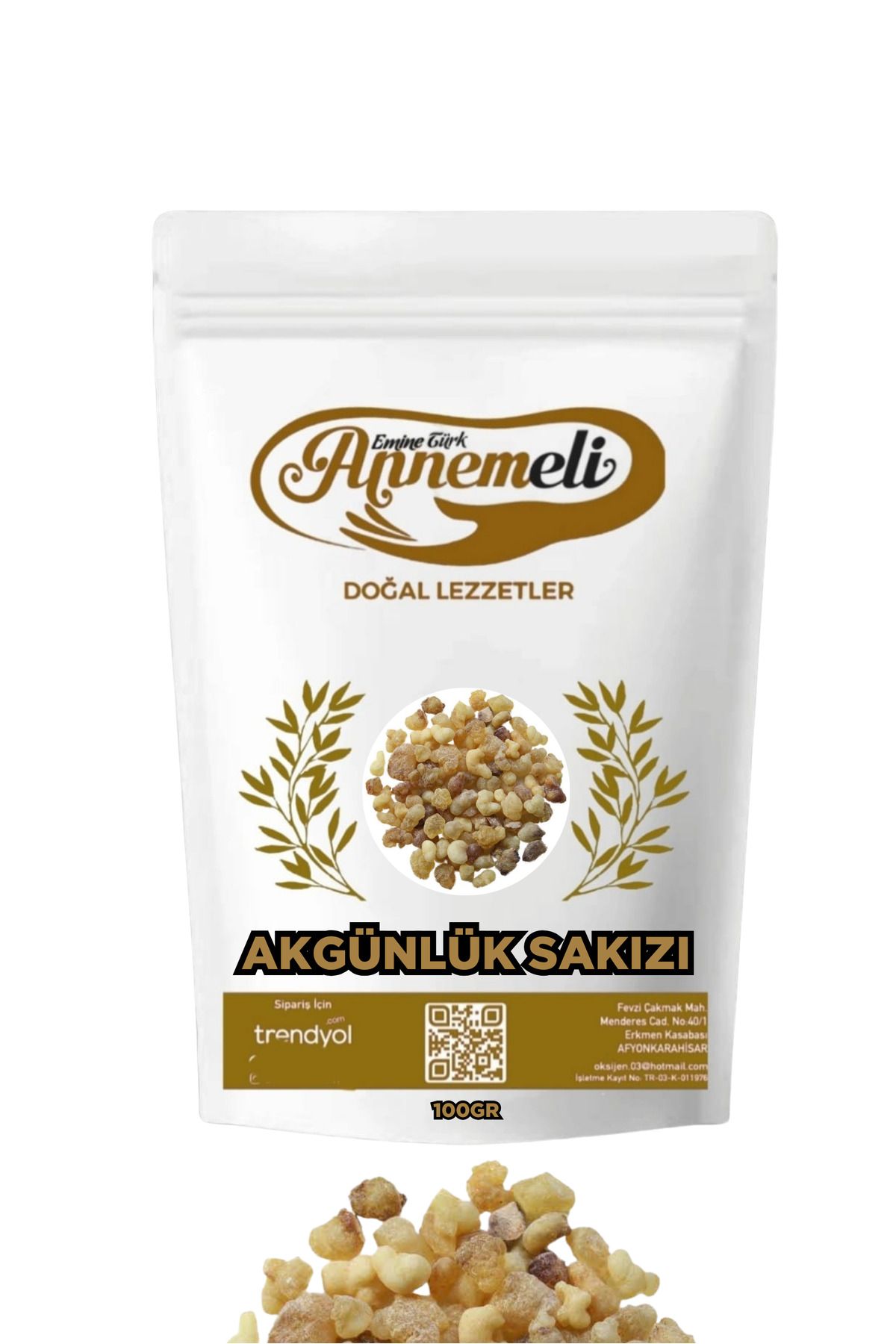 EMİNE TÜRK ANNEMELİ Akgünlük Sakızı | 100G | Boswellia Serrata Ağacından %100 Doğal | Taze