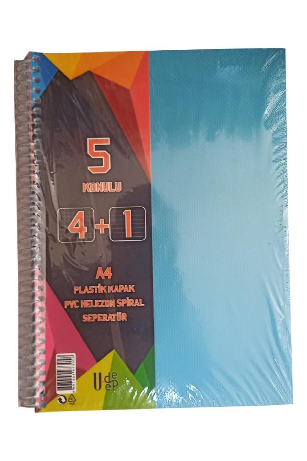 Glanart-دفتر Udep مقاس A4 مقاس 4+1 مع إشارة مرجعية باللون الأزرق - 4 مربعات وخطوط واحدة 1
