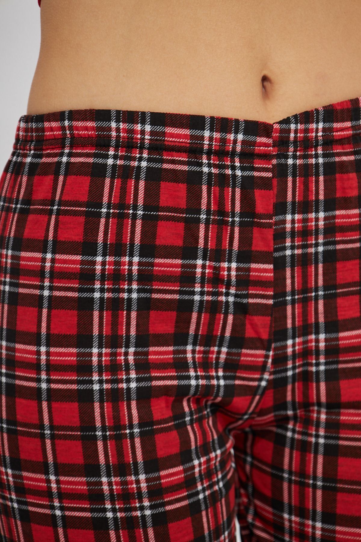 Oyga-Red Plaid Patterned Women's Pajamas - Seasonal, Elastic Waist, Casual Wear 2