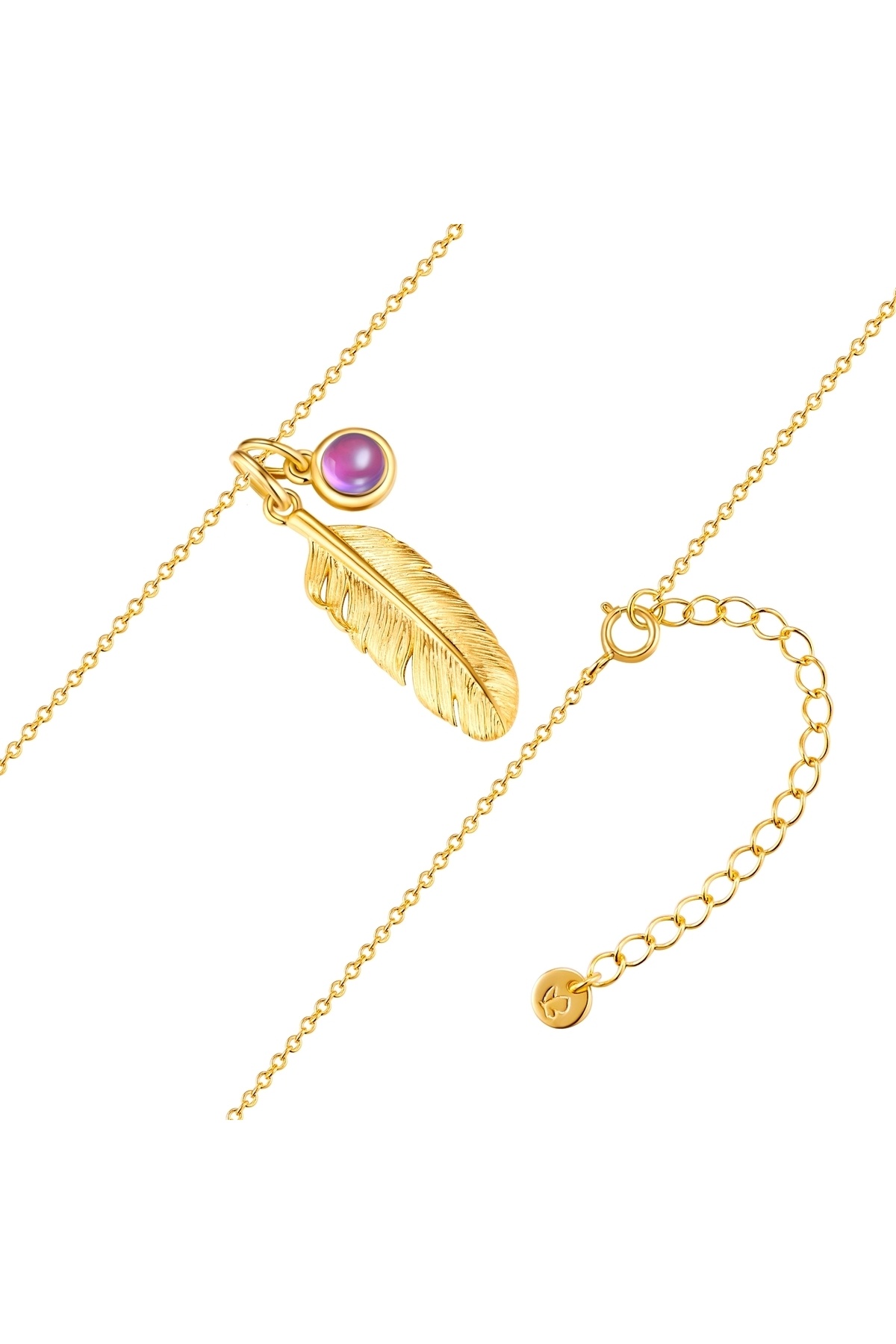Glanzstücke München-Silberhalskette Kette mit Anhänger Sterling Silber gelbgold Amethyst 3