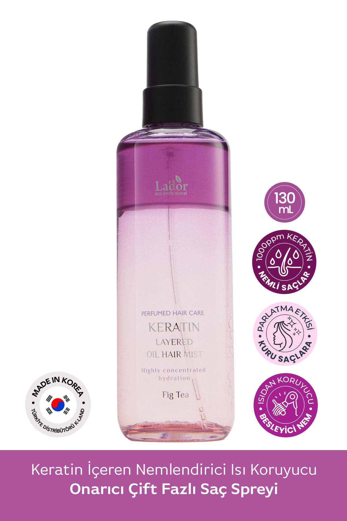 Lador Keratin İçeren Nemlendirici ve Isı Koruyucu Onarıcı Saç Spreyi LADOR Keratin Oil Mist Fig