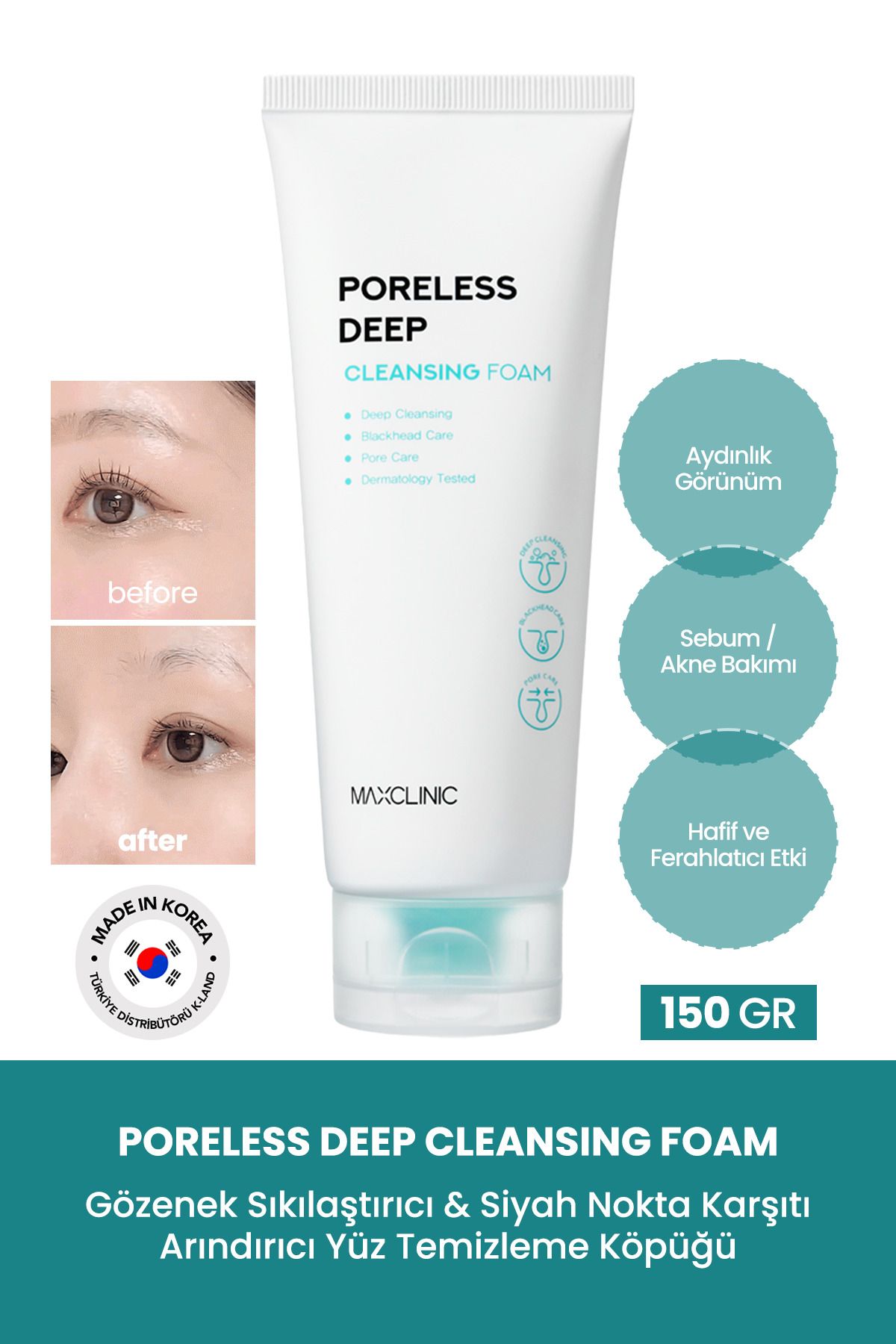 MAXCLINIC Gözenek ve Siyah Nokta İçin Yüz Temizleme Köpüğü Maxclinic Poreless Deep Cleansing Foam