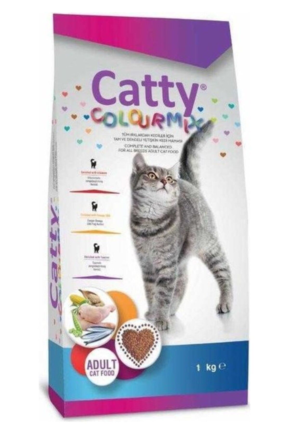 Orqinel Catty Colourmix Renkli Taneli Yetişkin Kedi Maması 1 kg