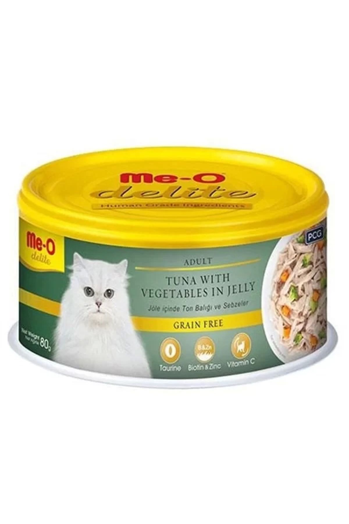 me-o Meo Delite Tahılsız Jöleli Ton Balıklı ve Sebzeli Yetişkin Konserve Kedi Maması 80 Gr