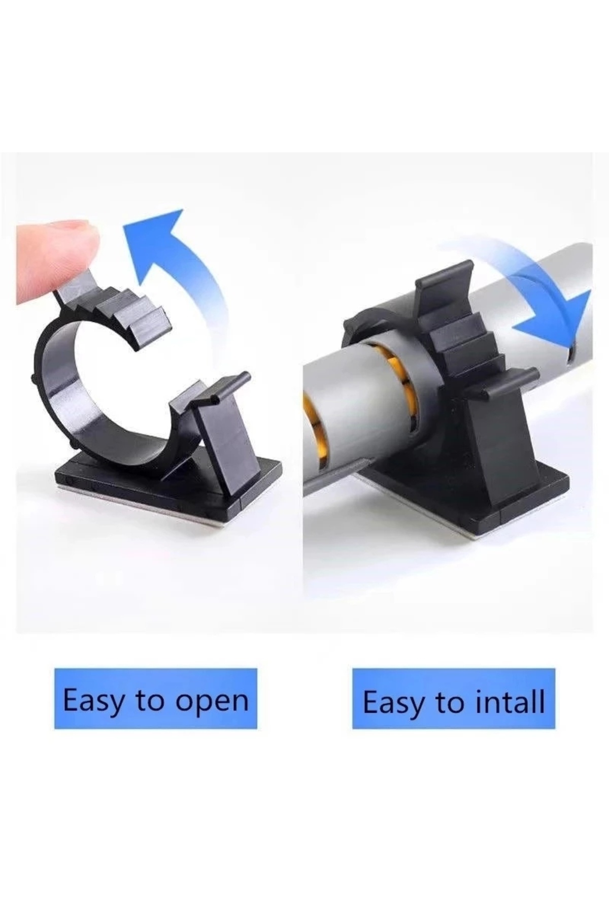 Arvin-10pcs 10-13mm Cable Organizer Self Adhesive Cable Clips Table Cable Management Clamp Adjustable Cord 3