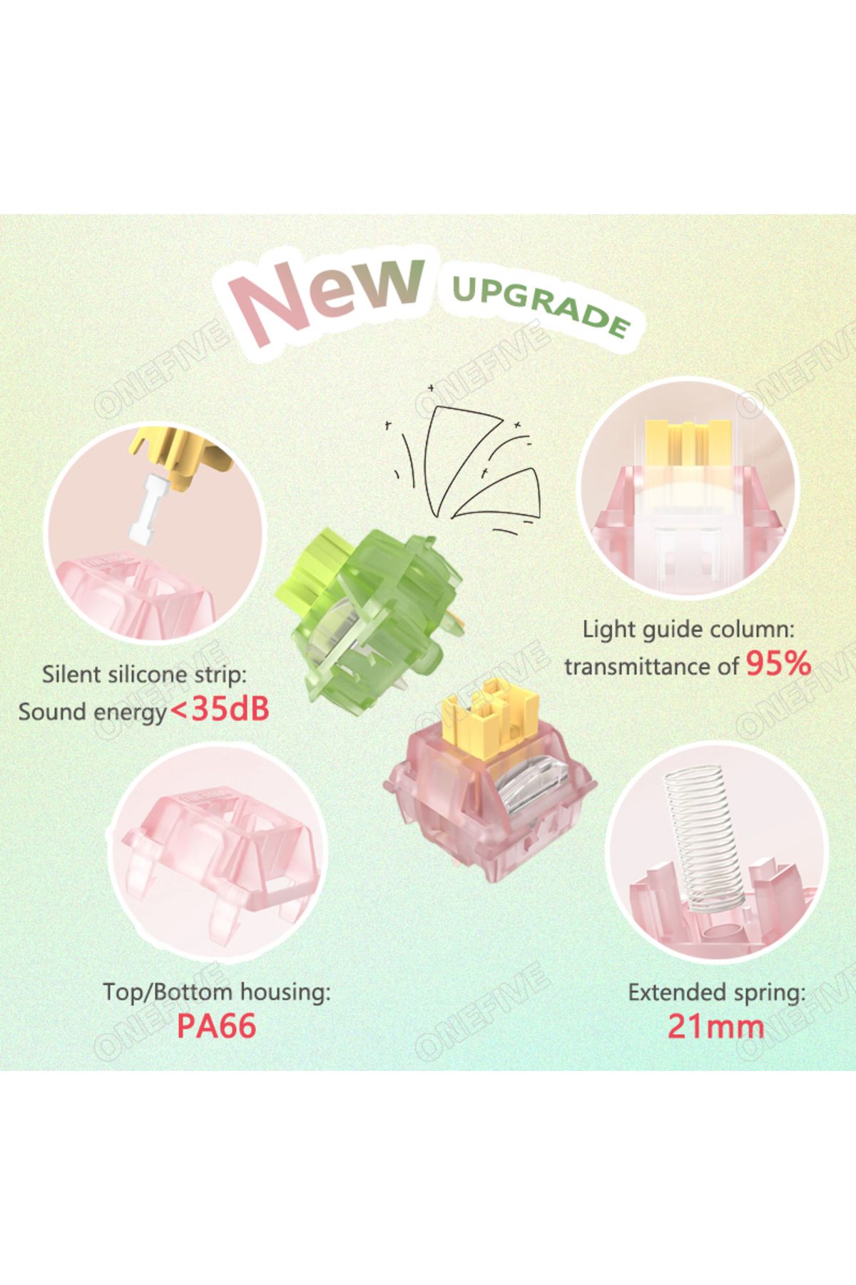 Choice-Outemu Silent Peach V3 Switch Lubed Silent Lemon V3 Switches Mechanical Keyboard Linear Tactile 5... 3