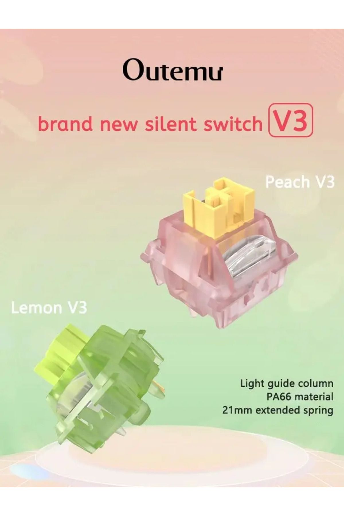 Choice-Outemu Silent Peach V3 Switch Lubed Silent Lemon V3 Switches Mechanical Keyboard Linear Tactile 5... 8