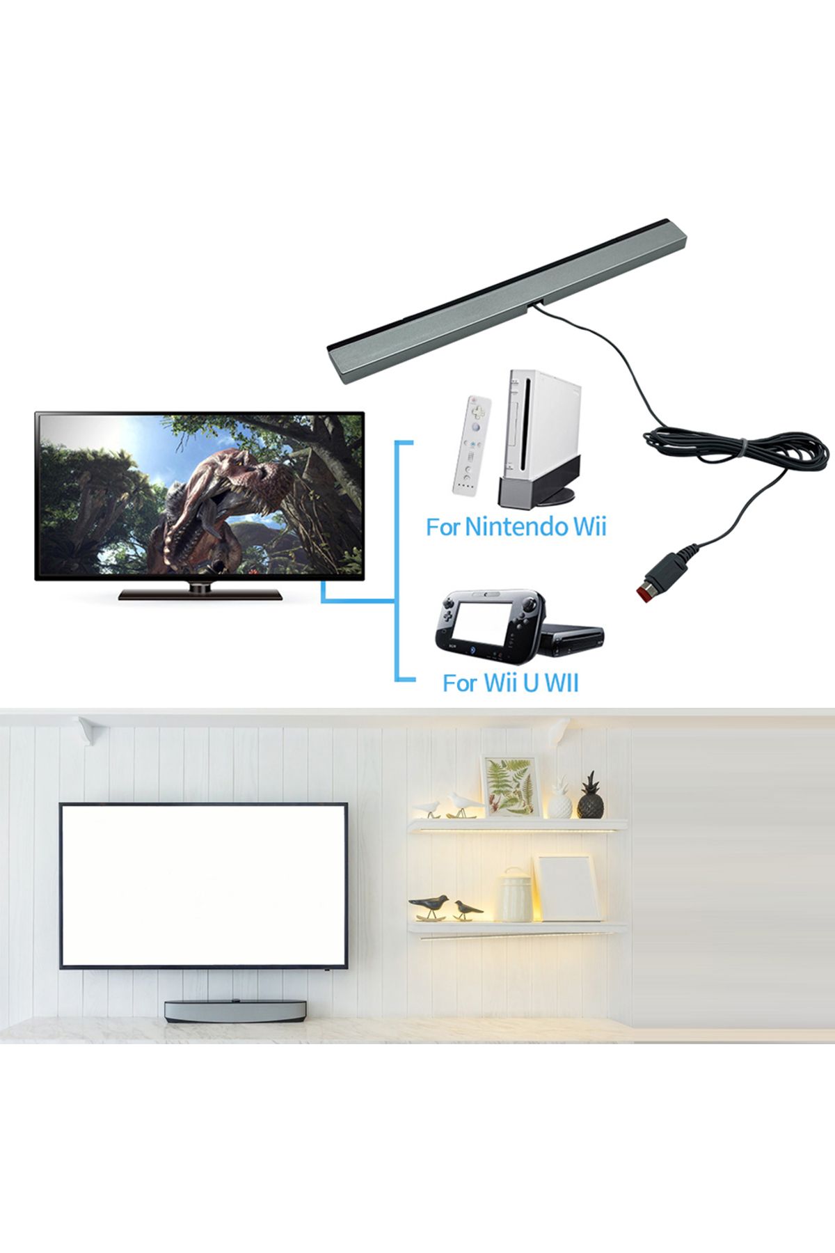 ALLOYSEED-Sensor Bar USB for Nintendo Wii/Wii U Console Replacement Infrared TV Ray Wired Remote Sensor Bar... 4