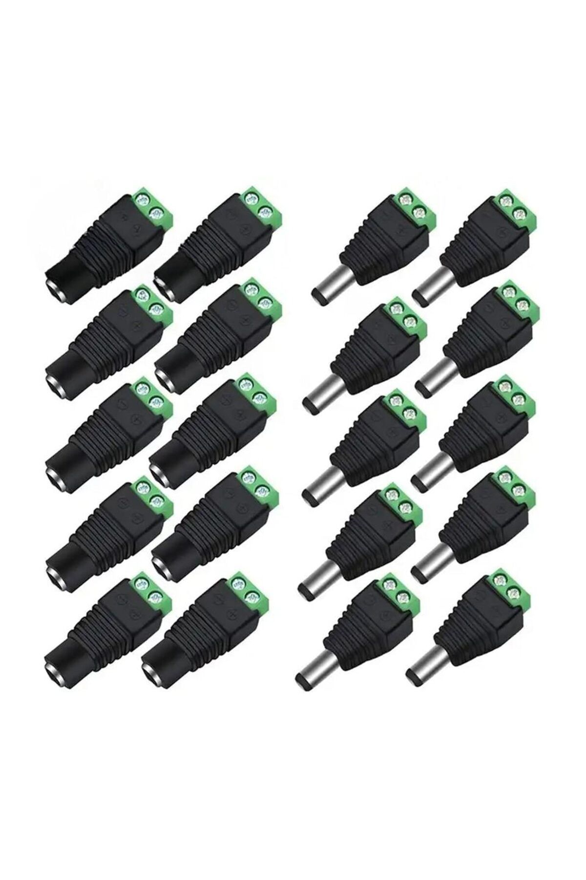Choice-10pairs 10 Pairs 12v Dc Power Connector 5.5mm X 2.1mm, (10 X MALE 10 X FEMALE) Power Jack Plug Bar 1